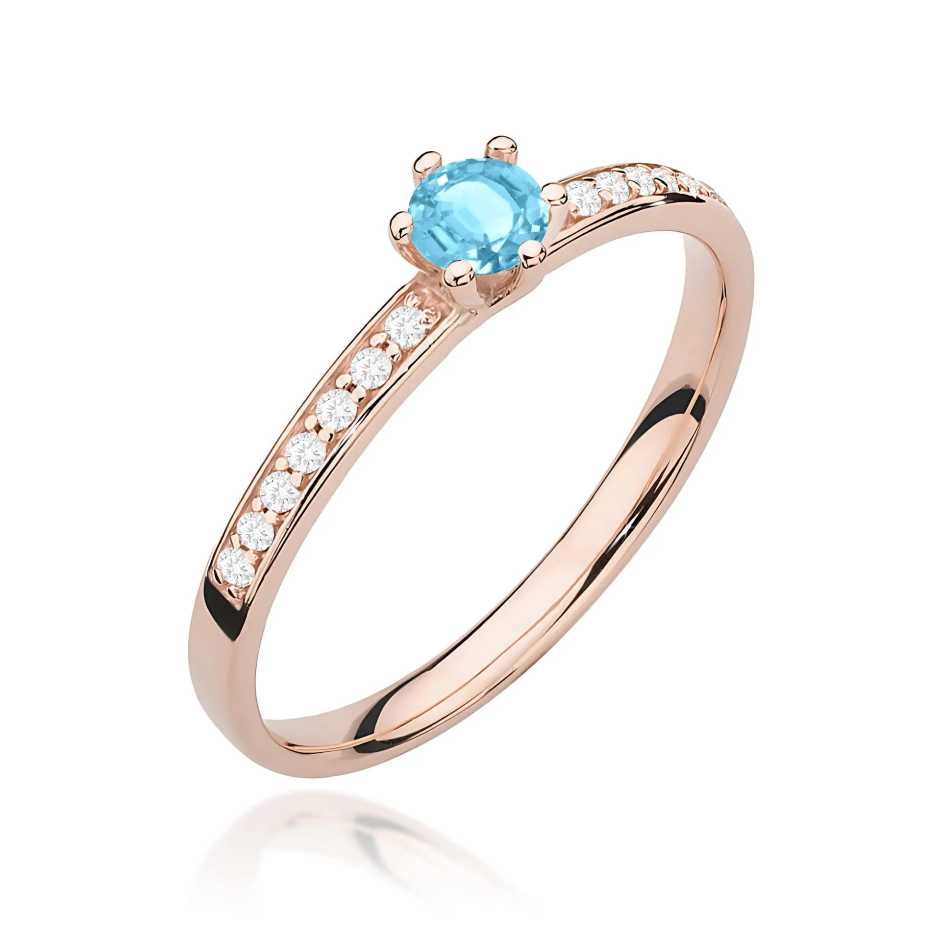 Pierścionek W0459 - Złoto Różowe, 585, Topaz, 0.15ct