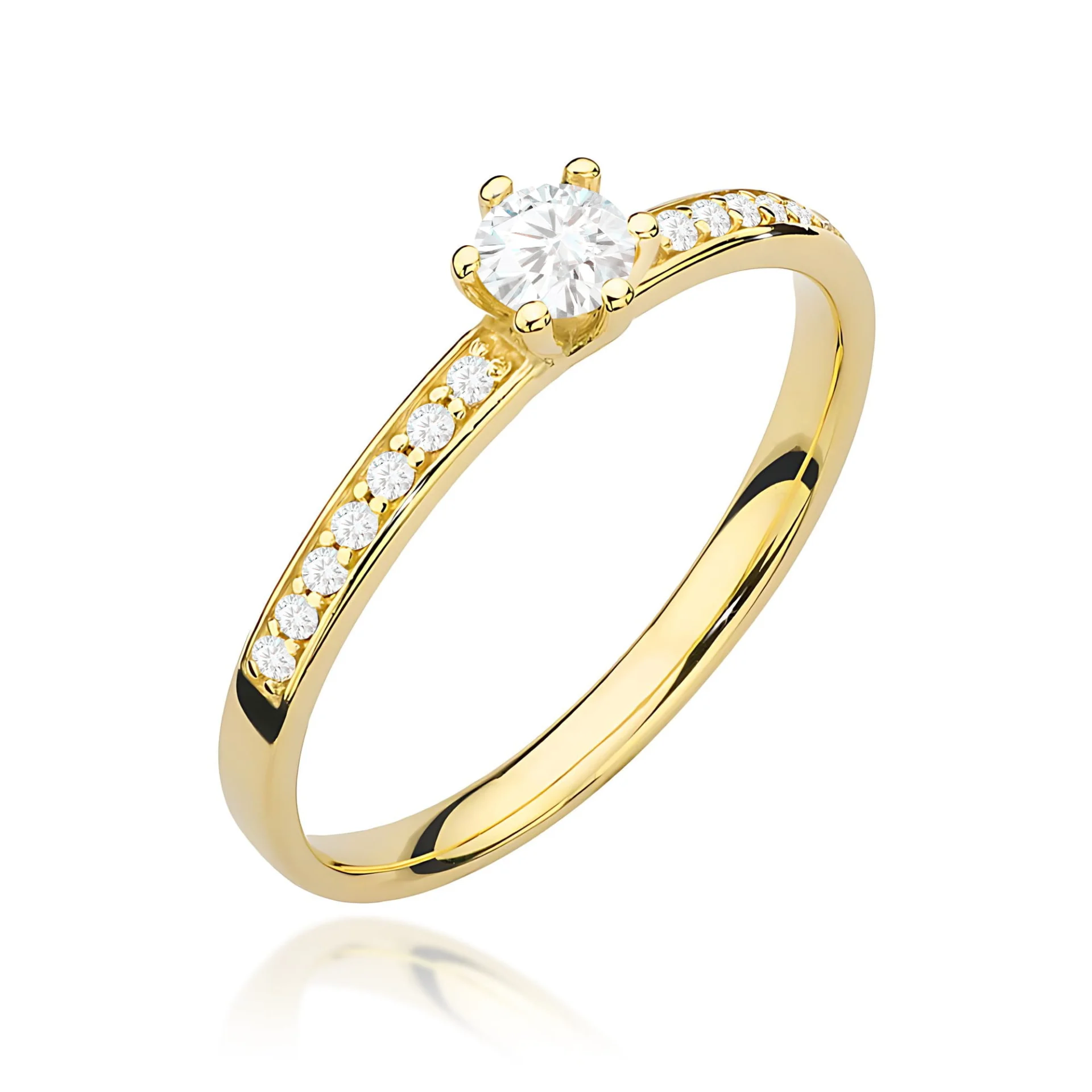 Pierścionek W0459 - Złoto Żółte, 585, Diament, 0.10ct