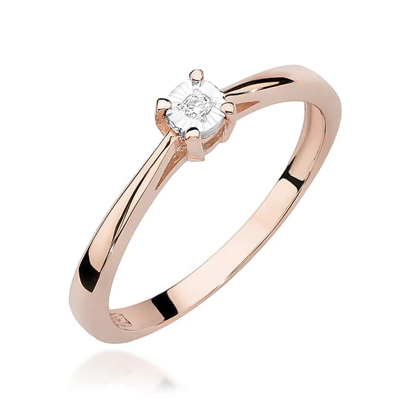 Pierścionek W0463 - Złoto Różowe, 585, Diament