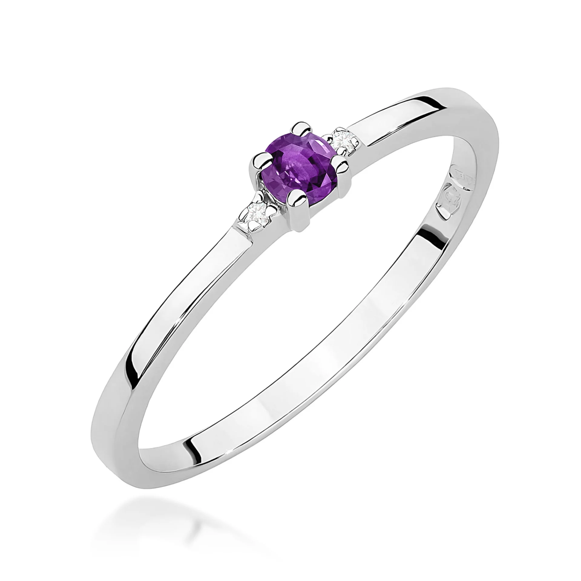 Pierścionek W0464 - Złoto Białe, 585, Ametyst, 0.10ct
