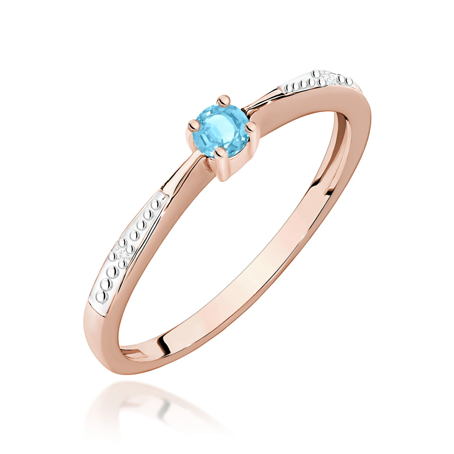 Pierścionek W0465 - Złoto Różowe, 585, Topaz