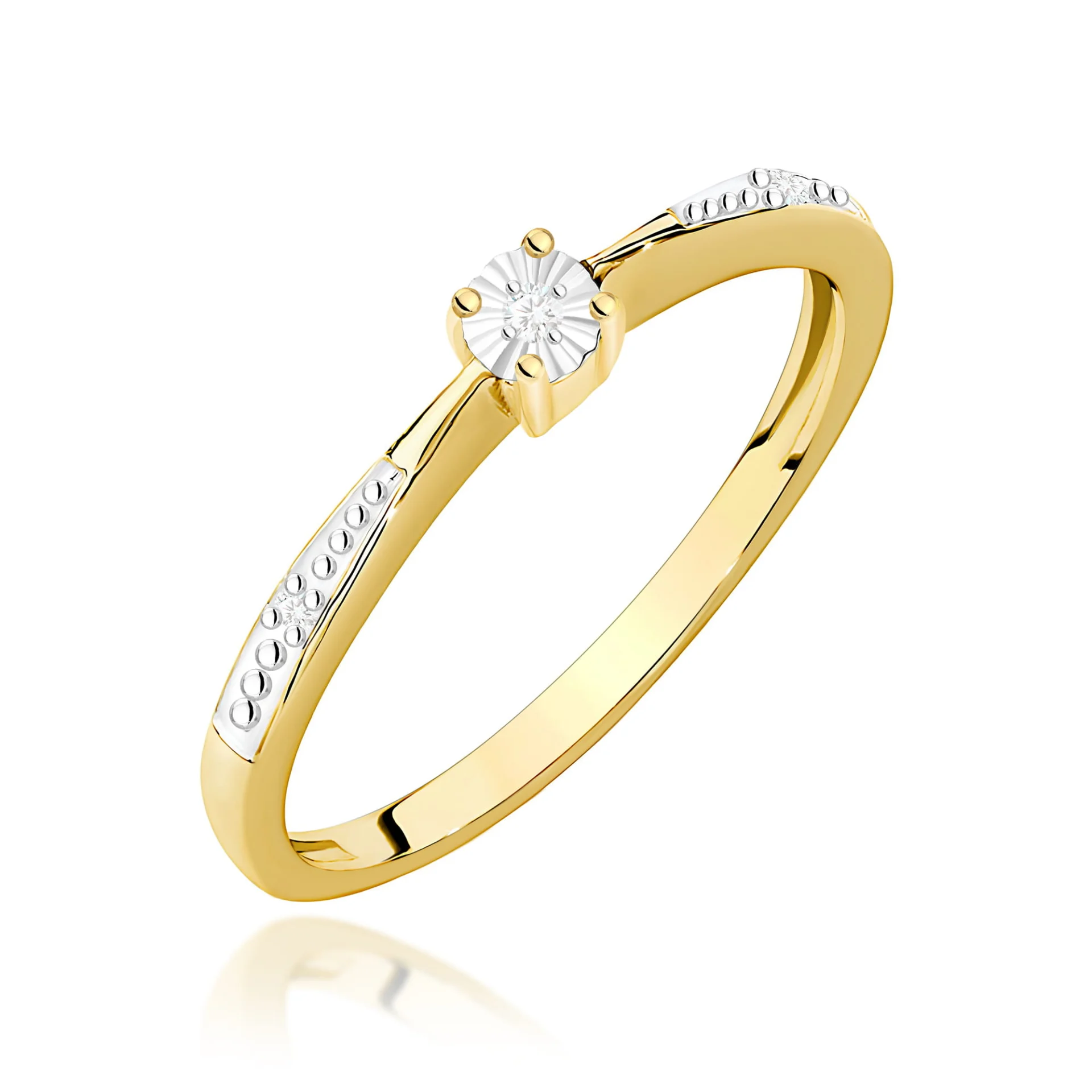 Pierścionek W0465 - Złoto Żółte, 585, Diament