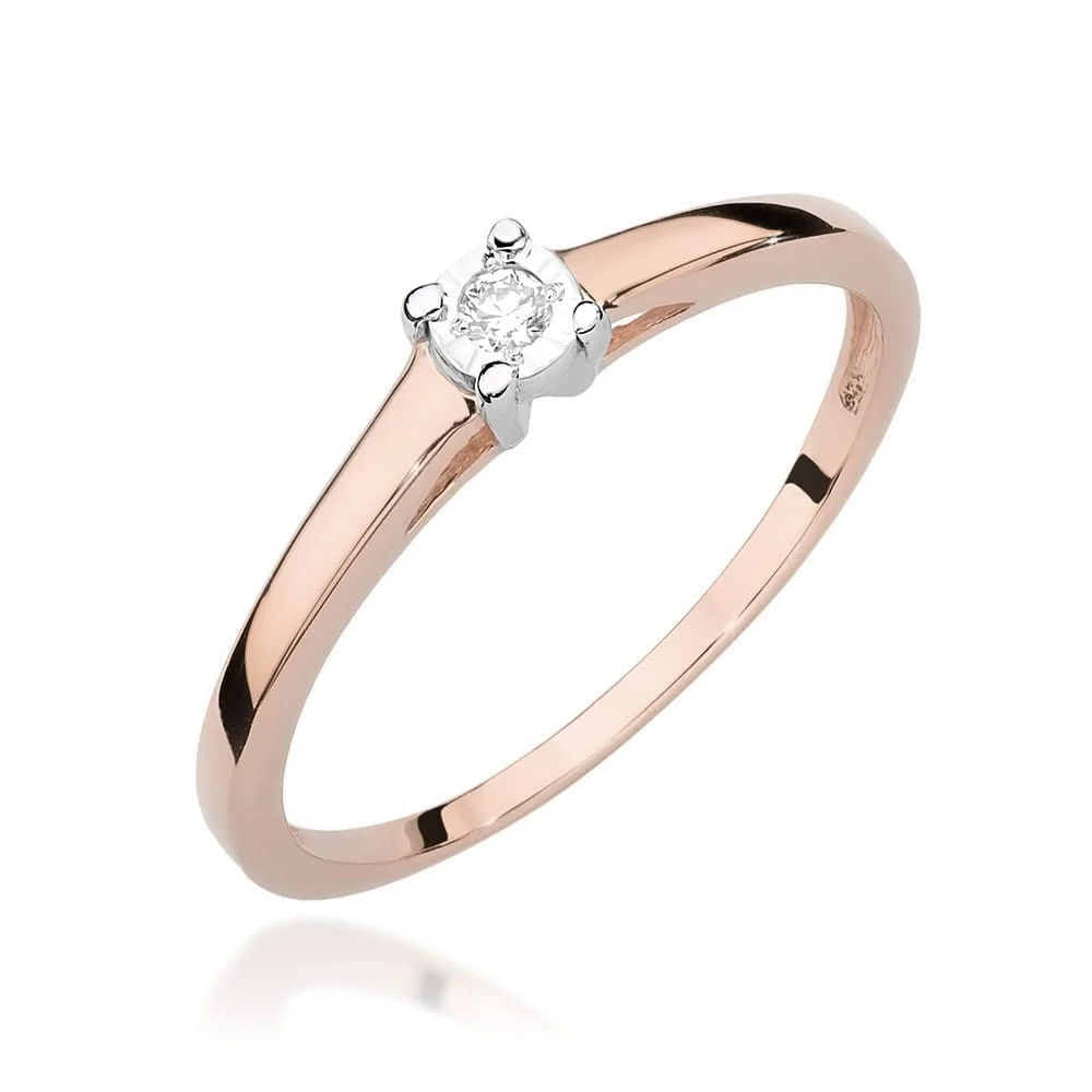 Pierścionek W0471 - Złoto Różowe, 585, Diament