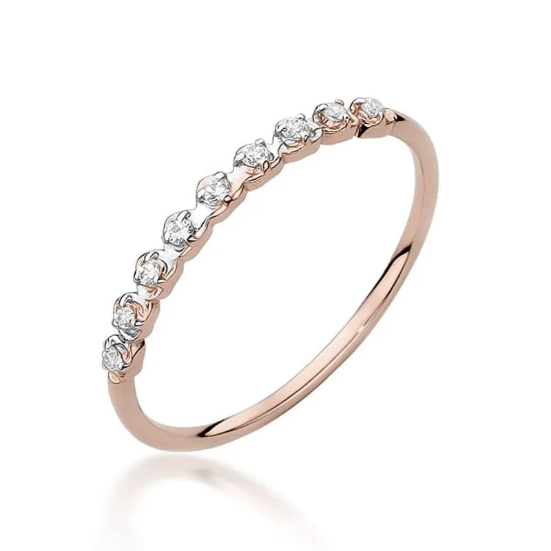 Pierścionek W0504 - Złoto Różowe, 585, Diament