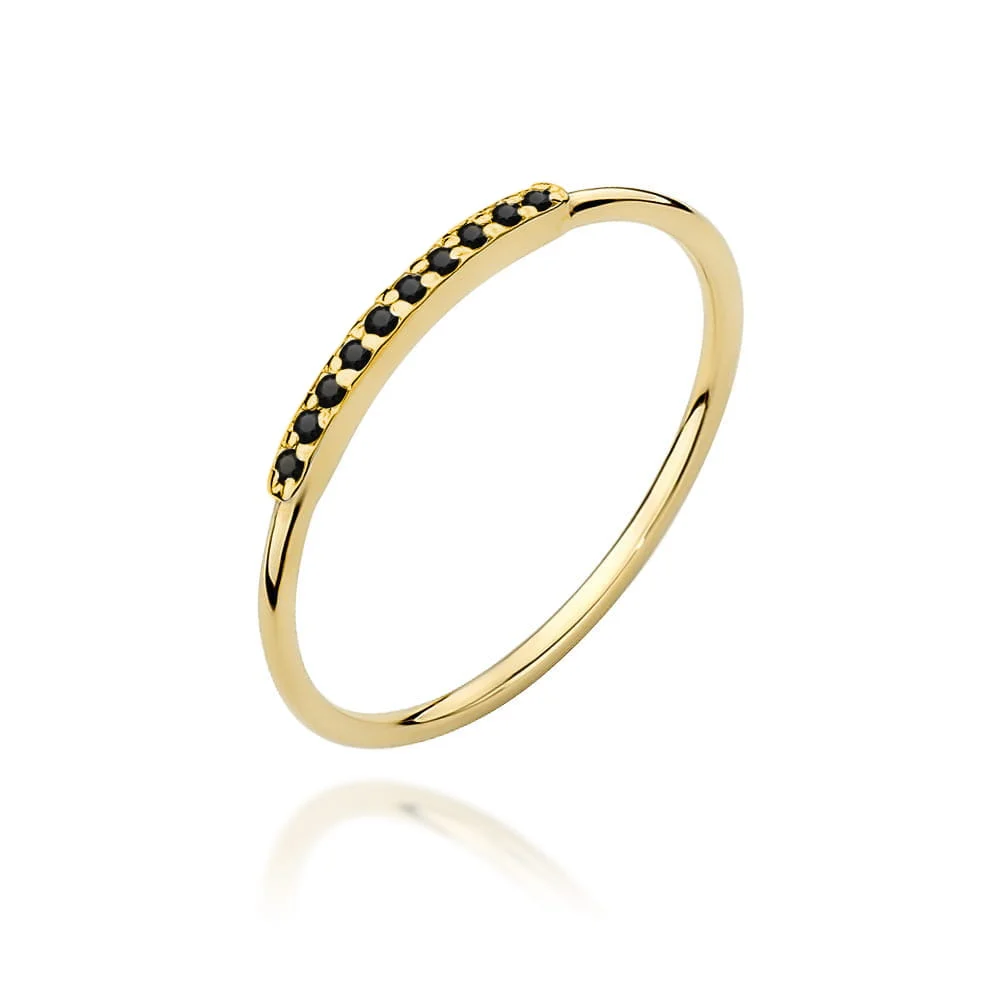 Pierścionek W0509 - Złoto Żółte, 585, Czarny Diament