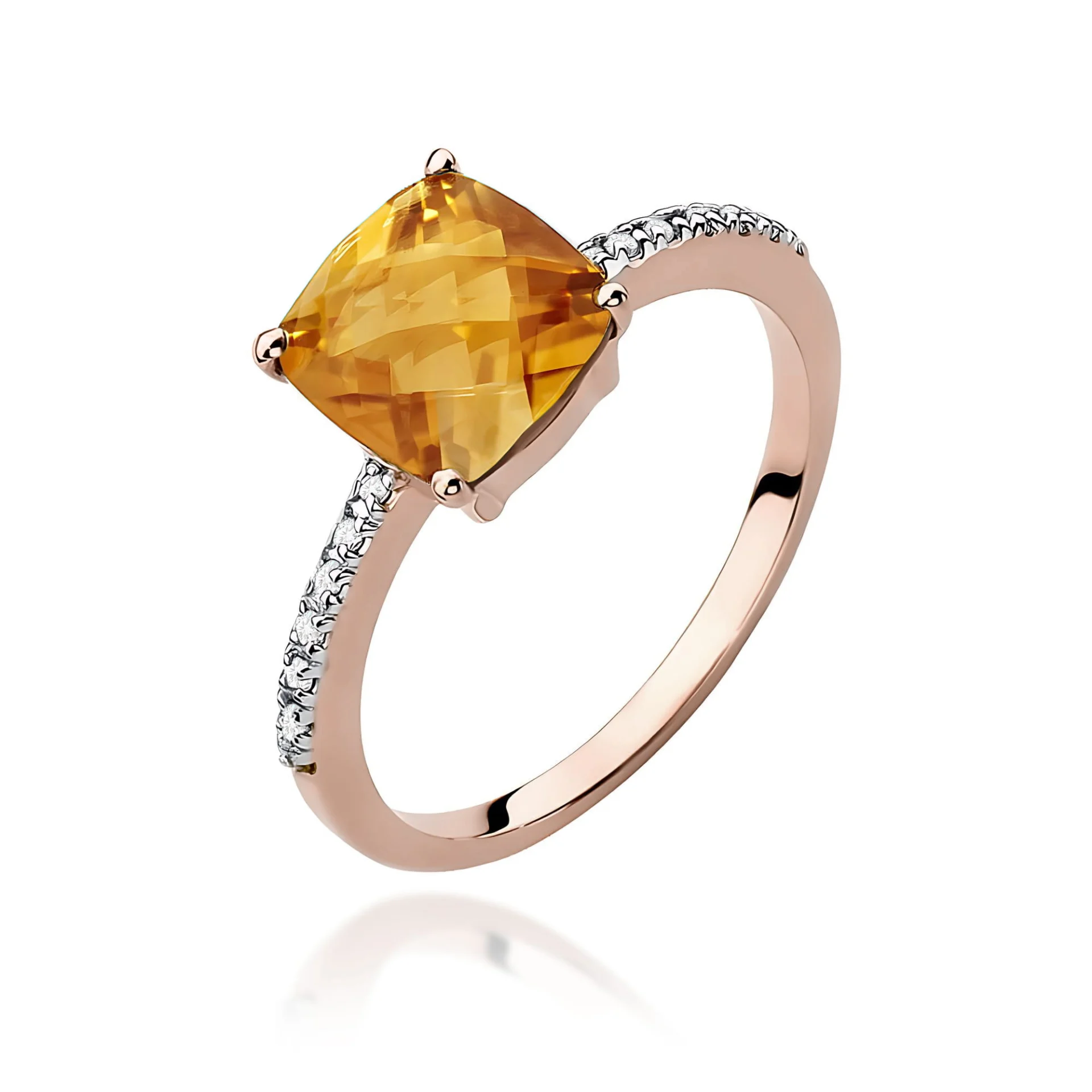 Pierścionek W0511 - Złoto Różowe, 585, Cytryn