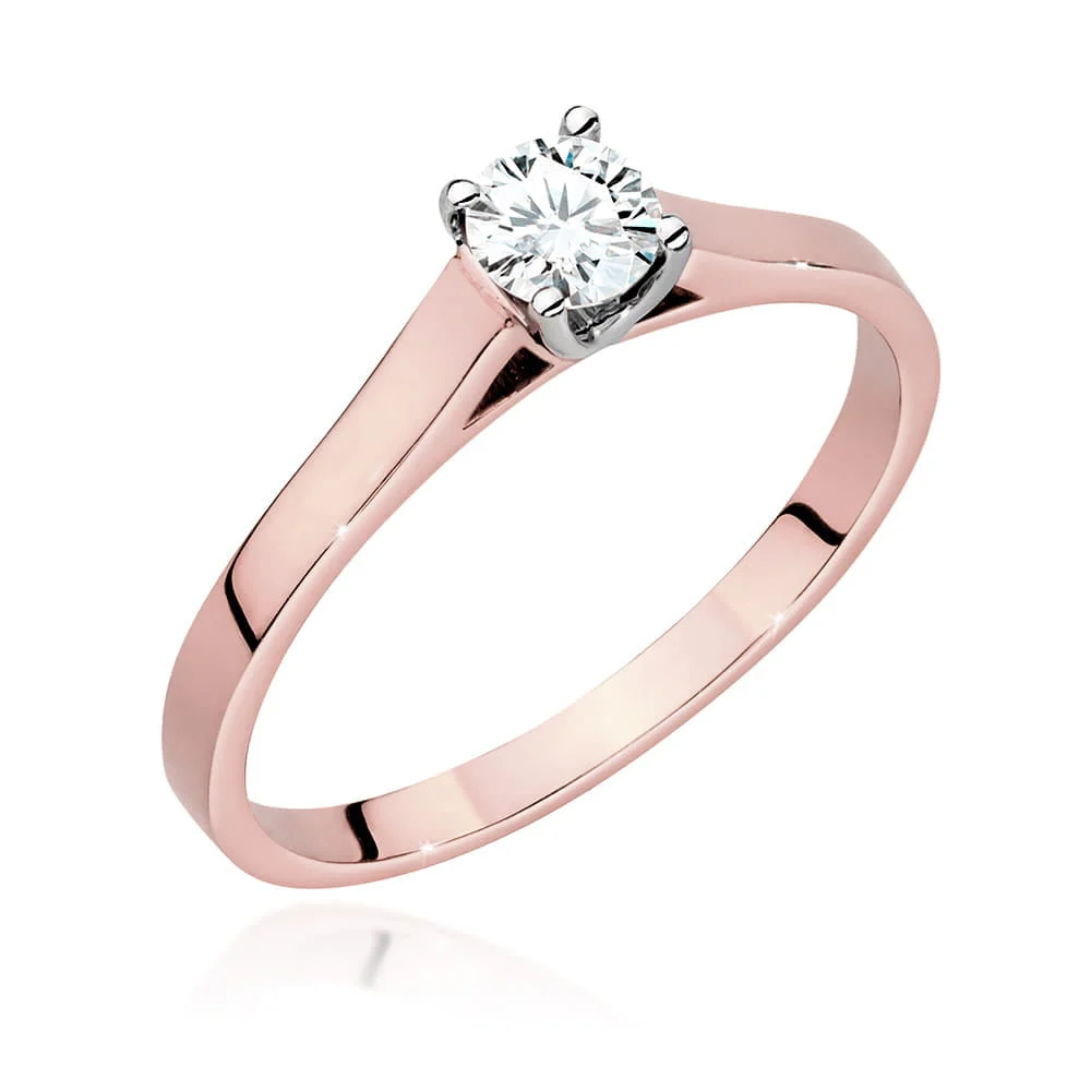 Pierścionek W0526 - Złoto Różowe, 585, Diament Laboratoryjny, 0.40ct