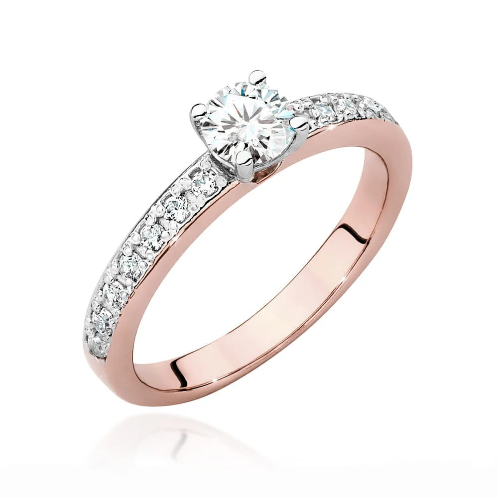 Pierścionek W0534 - Złoto Różowe, 585, Diament Laboratoryjny, 0.40ct