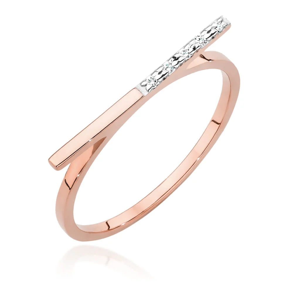 Pierścionek W0537 - Złoto Różowe, 585, Diament