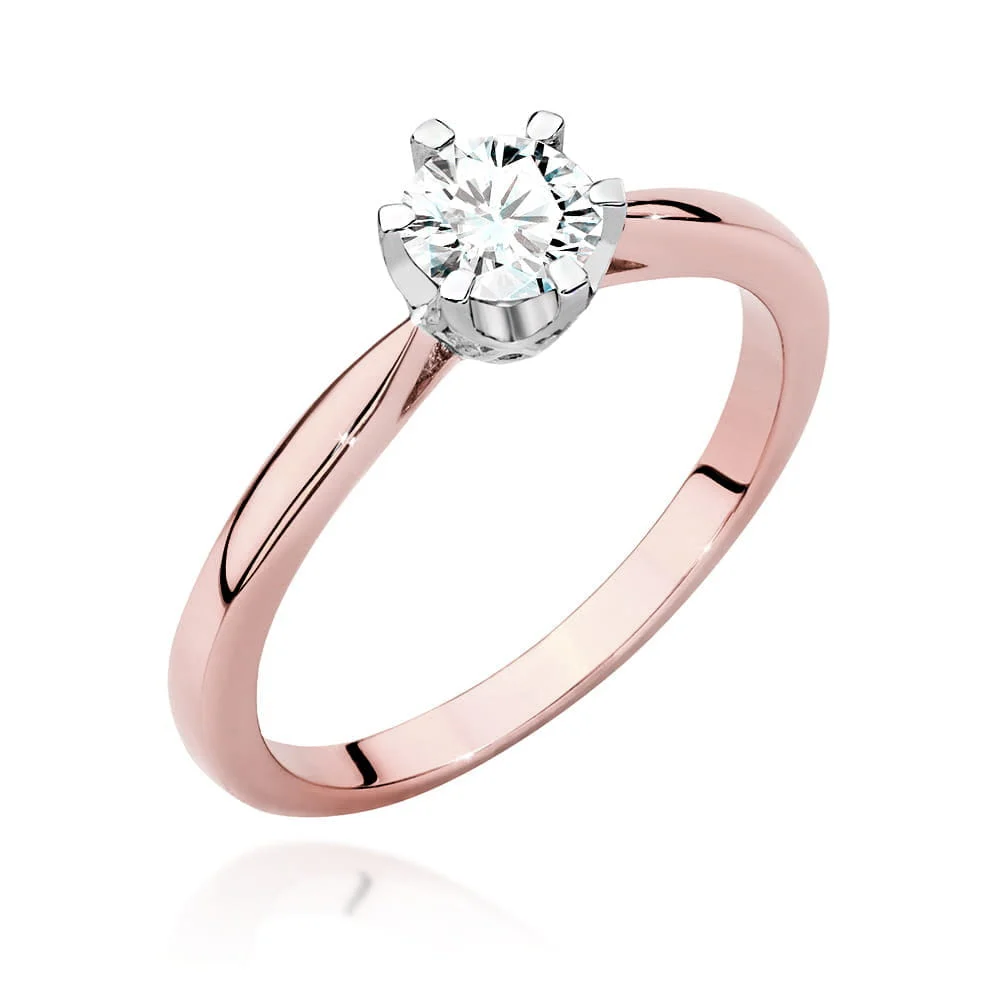 Pierścionek W0539 - Złoto Różowe, 585, Diament Laboratoryjny, 0.50ct