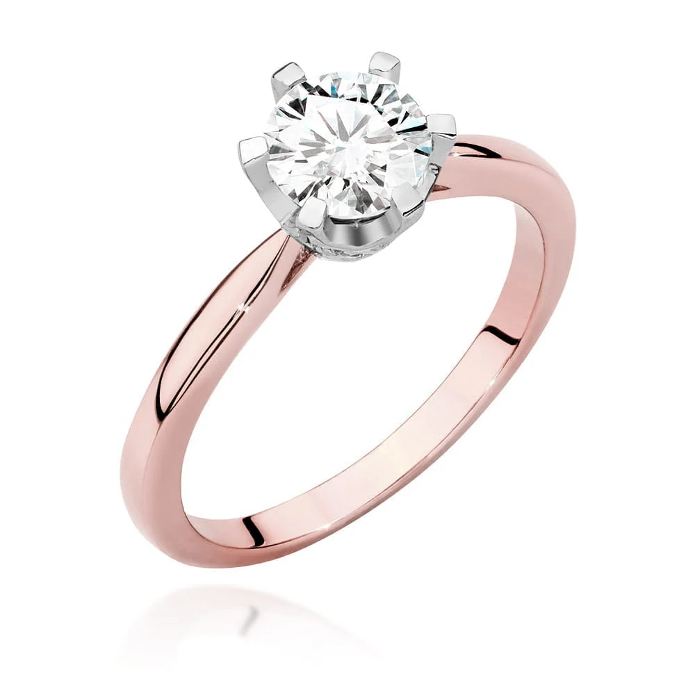 Pierścionek W0539 - Złoto Różowe, 585, Diament Laboratoryjny, 0.70ct