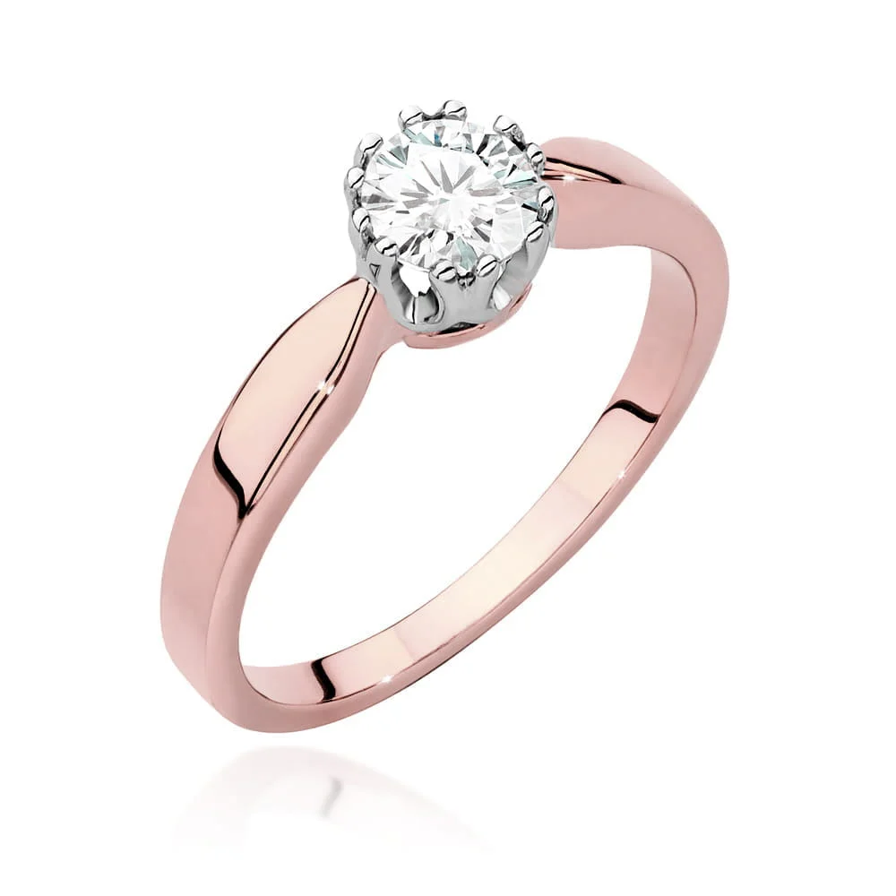 Pierścionek W0541 - Złoto Różowe, 585, Diament Laboratoryjny, 0.40ct