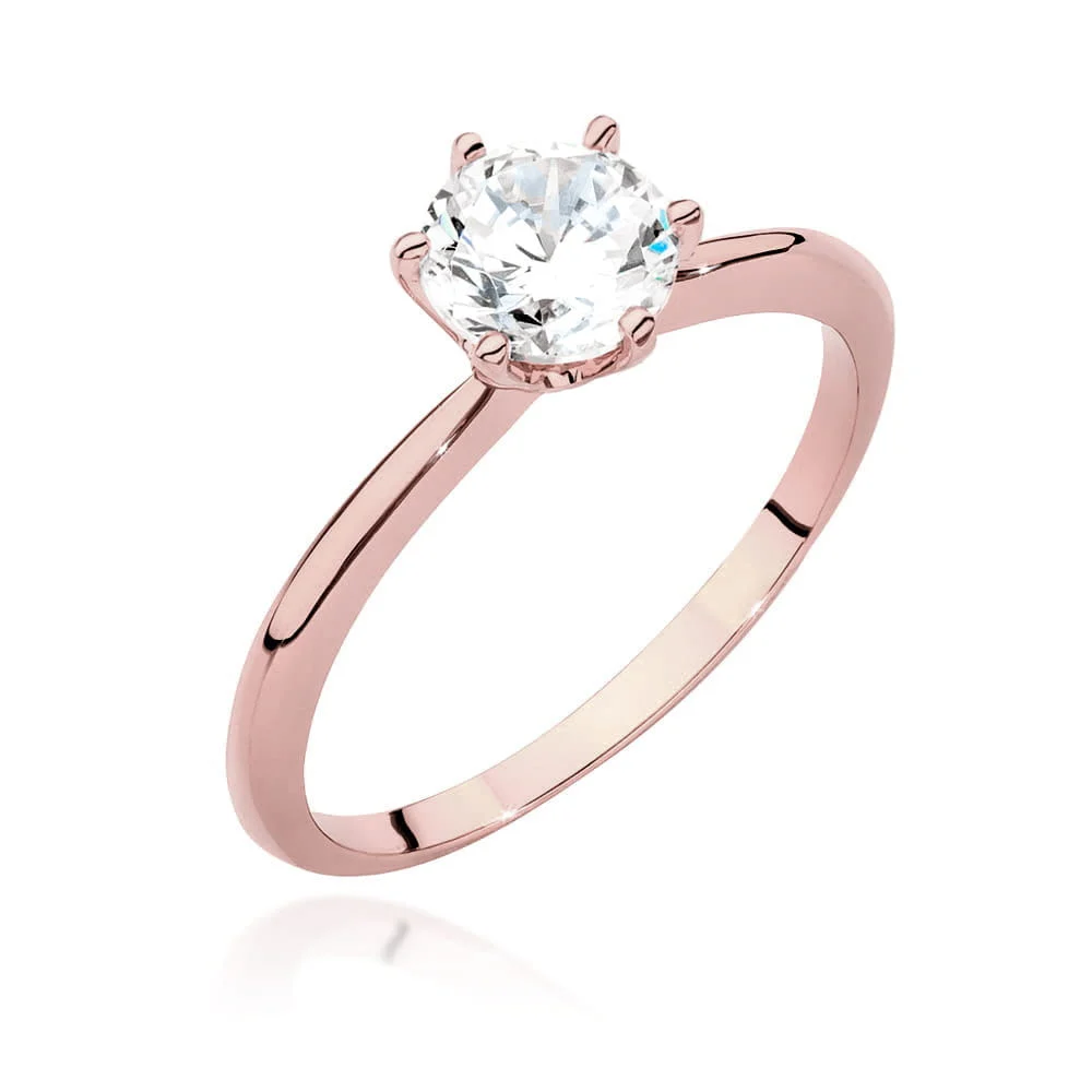 Pierścionek W0553 - Złoto Różowe, 585, Diament Laboratoryjny, 1.00ct