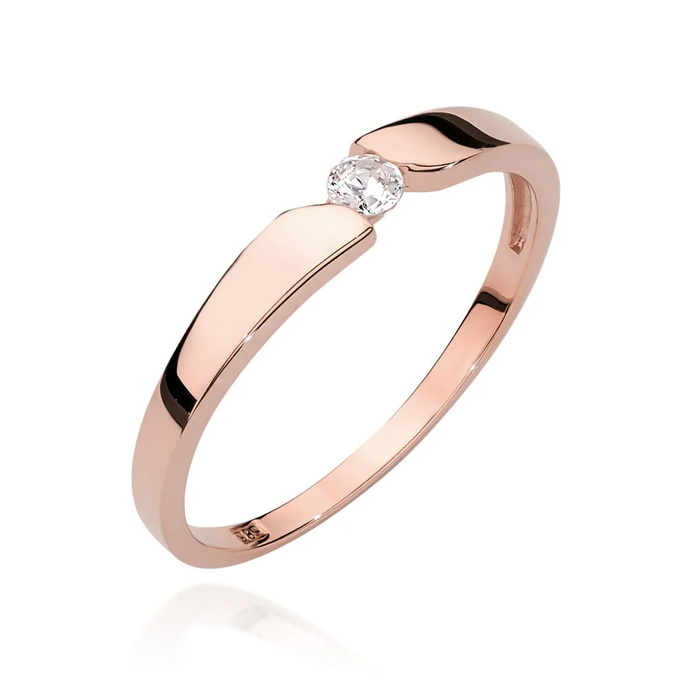 Pierścionek W0554 - Złoto Różowe, 585, Diament