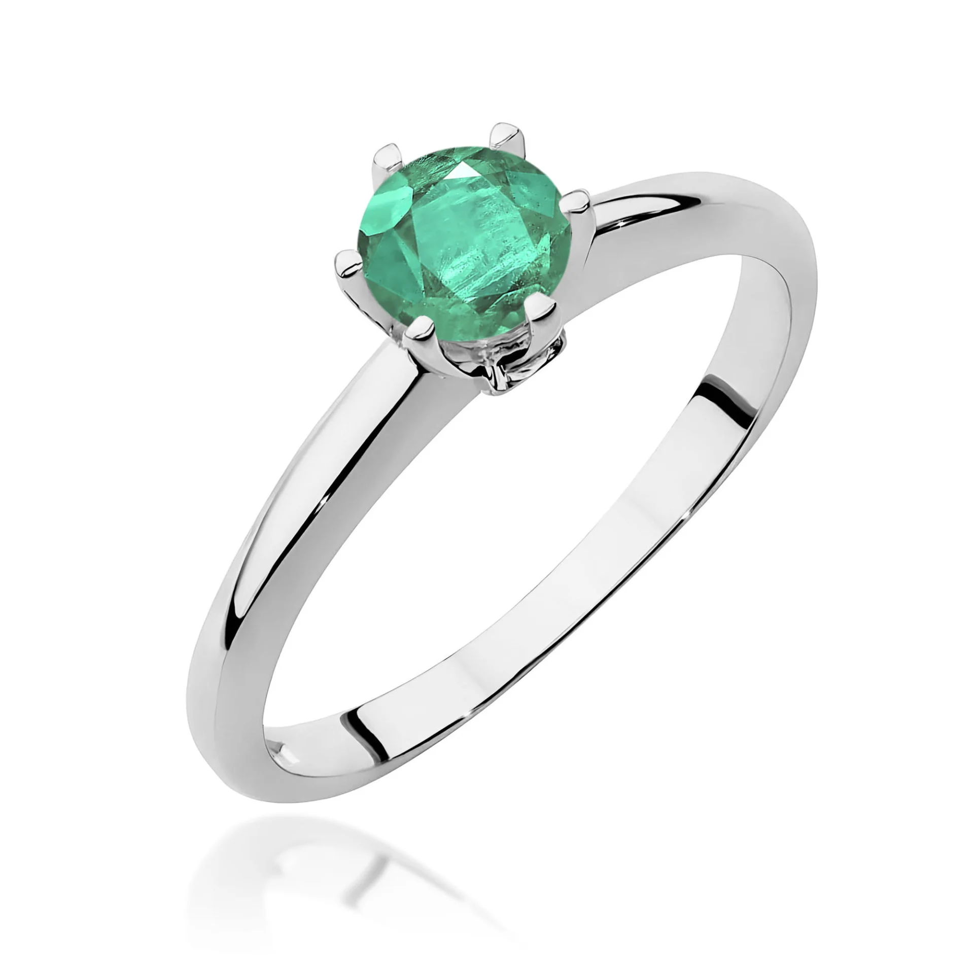 Pierścionek W0557 - Złoto Białe, 585, Szmaragd