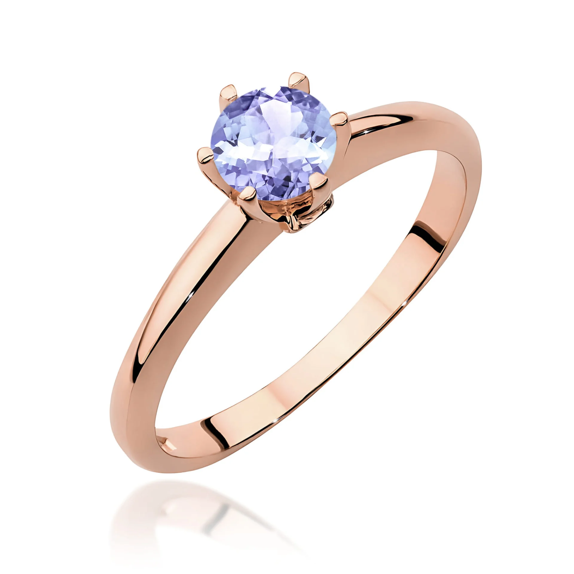 Pierścionek W0557 - Złoto Różowe, 585, Tanzanit