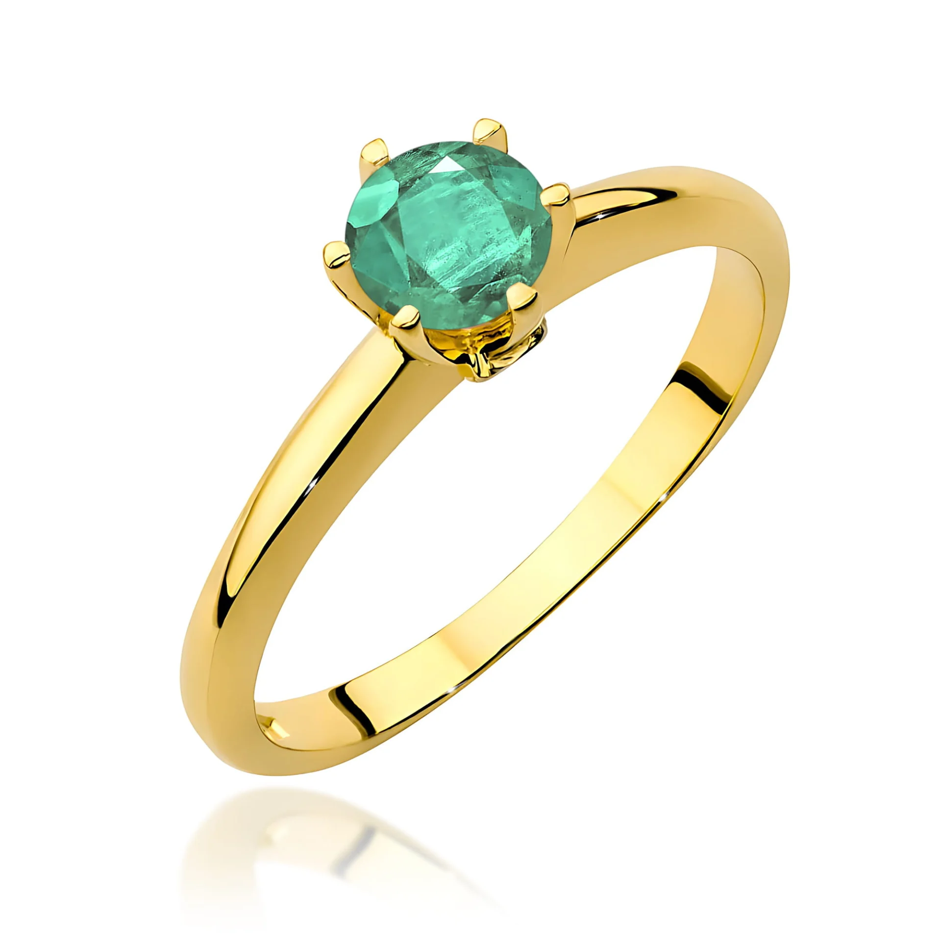 Pierścionek W0557 - Złoto Żółte, 585, Szmaragd