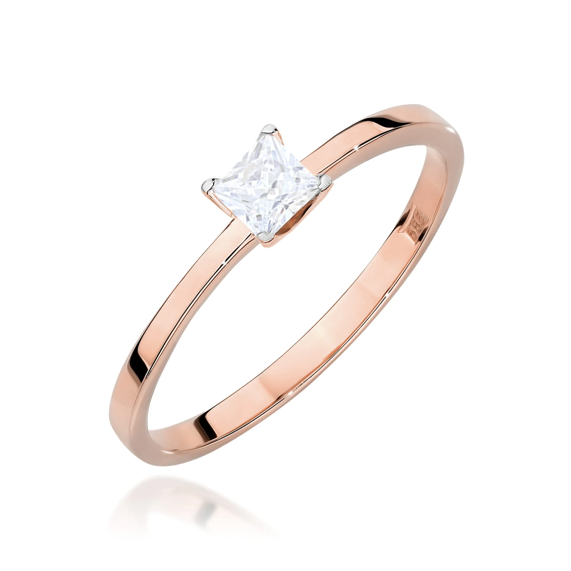 Pierścionek W0587 - Złoto Różowe, 585, Diament