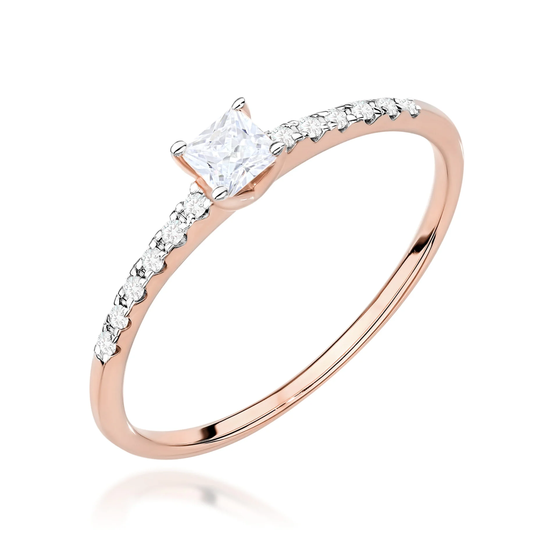 Pierścionek W0588 - Złoto Różowe, 585, Diament, Diament