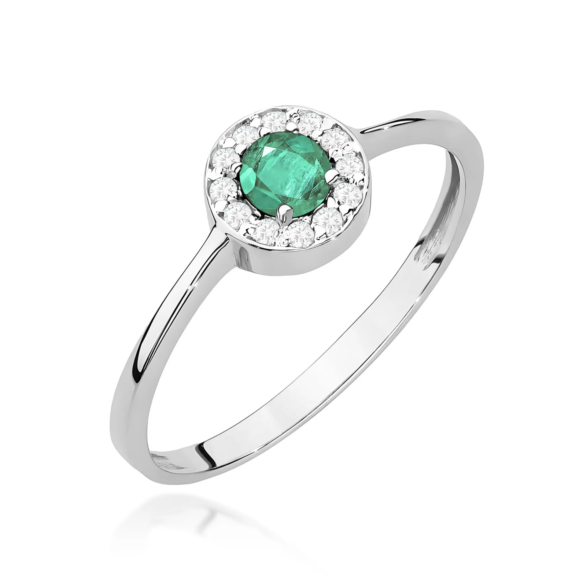 Pierścionek W0616 - Złoto Białe, 585, Szmaragd