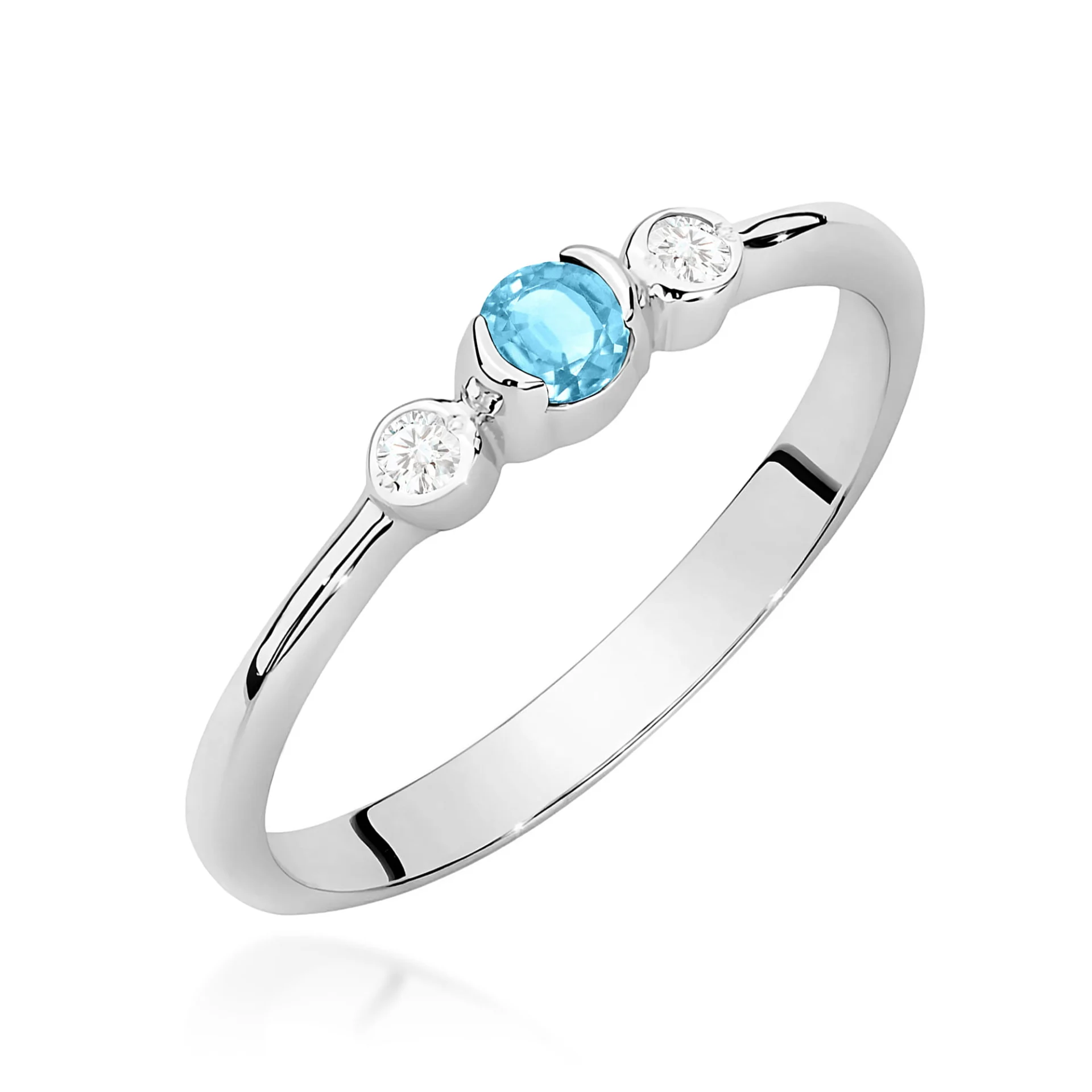 Pierścionek W0620 - Złoto Białe, 585, Topaz