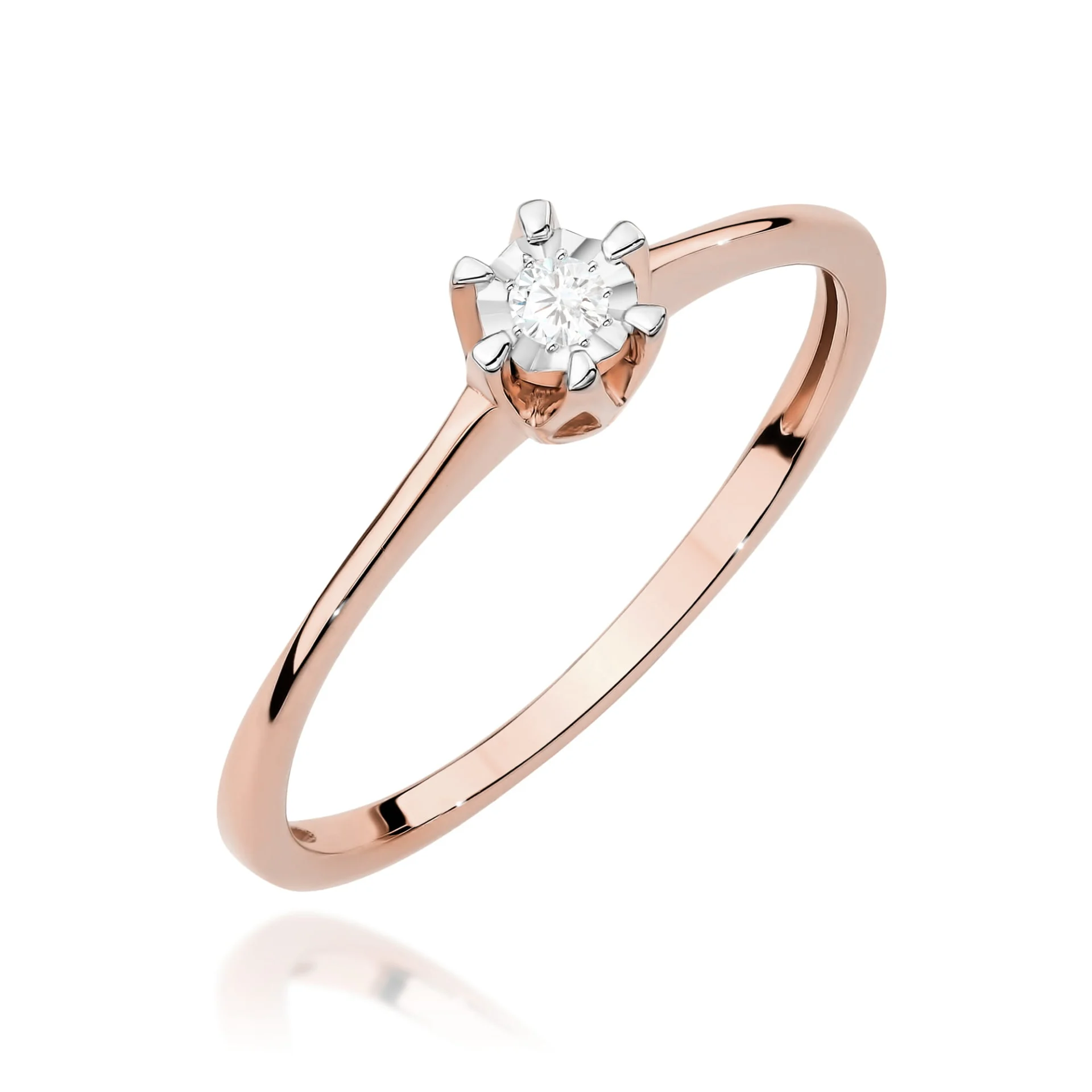 Pierścionek W0628 - Złoto Różowe, 585, Diament