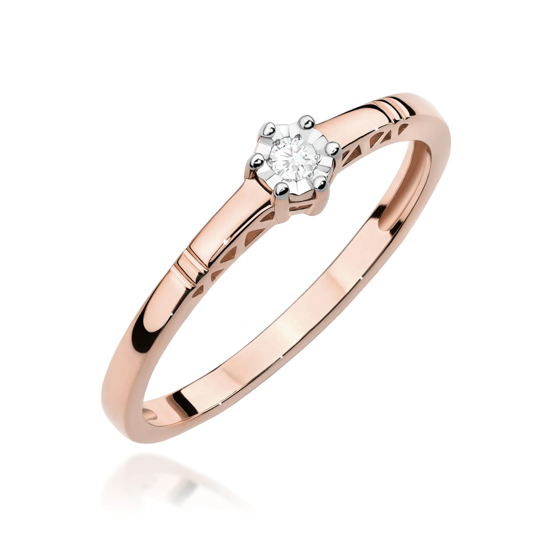 Pierścionek W0630 - Złoto Różowe, 585, Diament