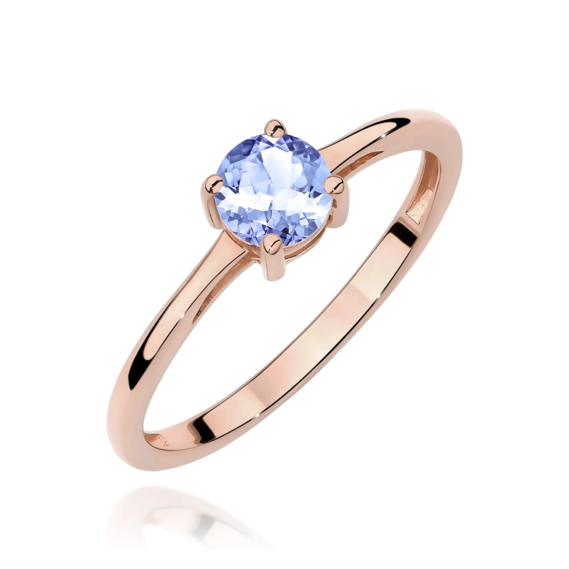 Pierścionek W0656 - Złoto Różowe, 585, Tanzanit