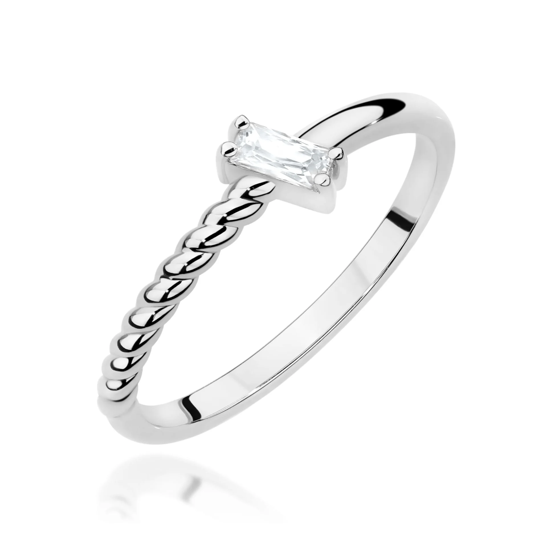 Pierścionek W0683 - Złoto Białe, 585, Diament