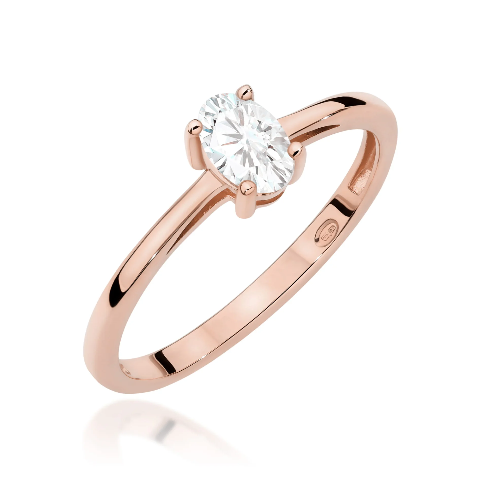 Pierścionek W0685 - Złoto Różowe, 585, Diament Laboratoryjny