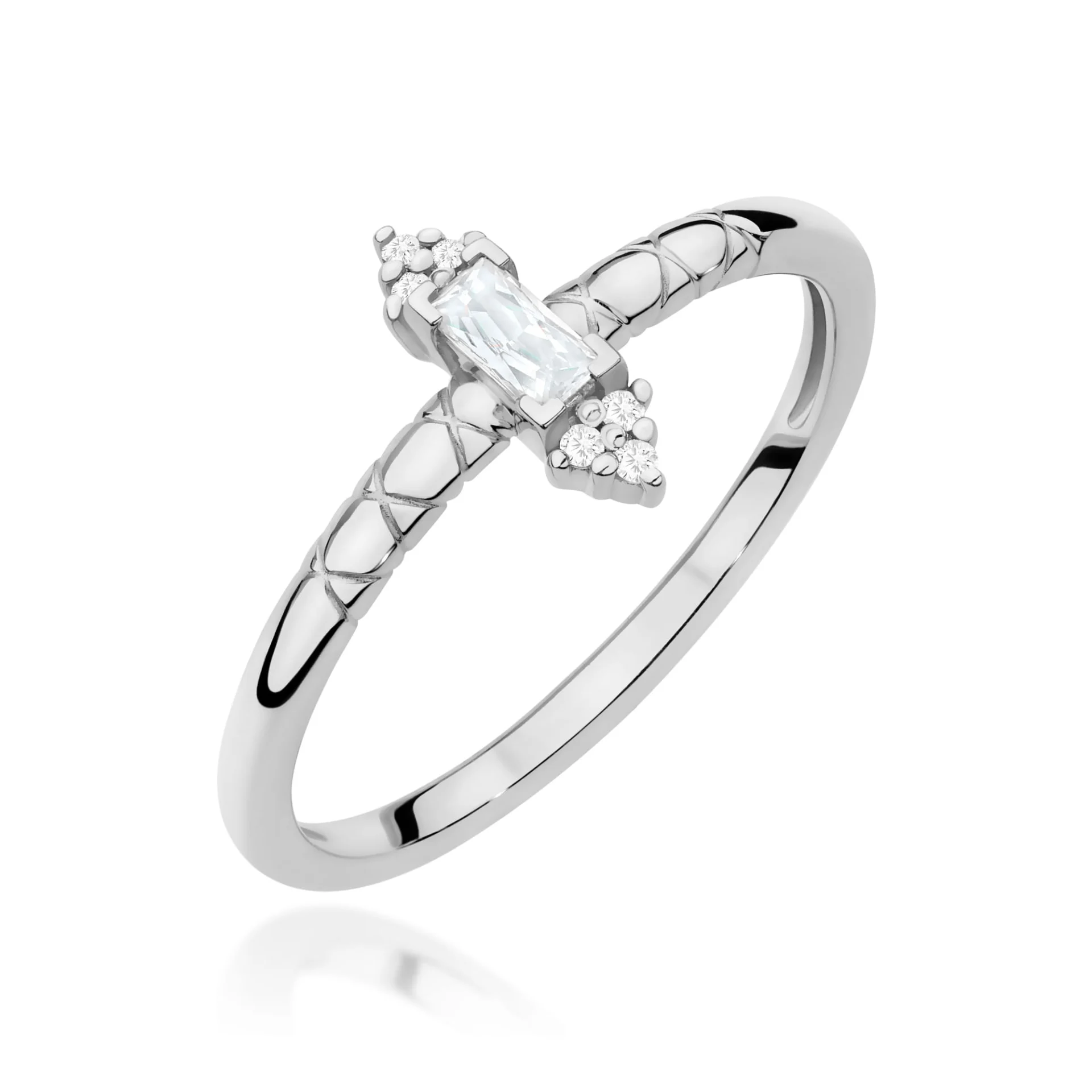 Pierścionek W0713 - Złoto Białe, 585, Diament