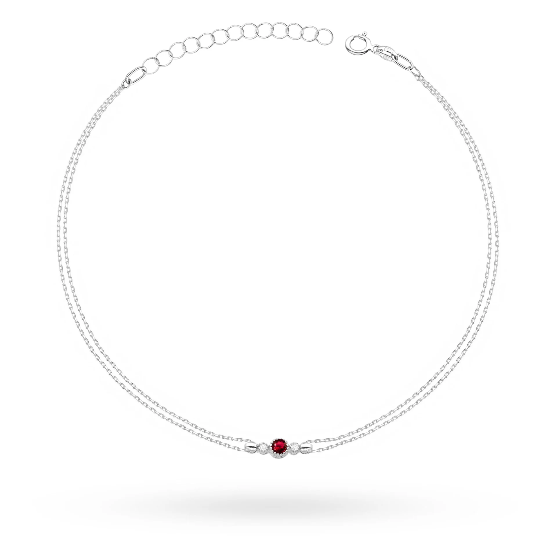 Bransoletka B0003 - Złoto Białe, 585, Rubin, 0.15ct, Diament