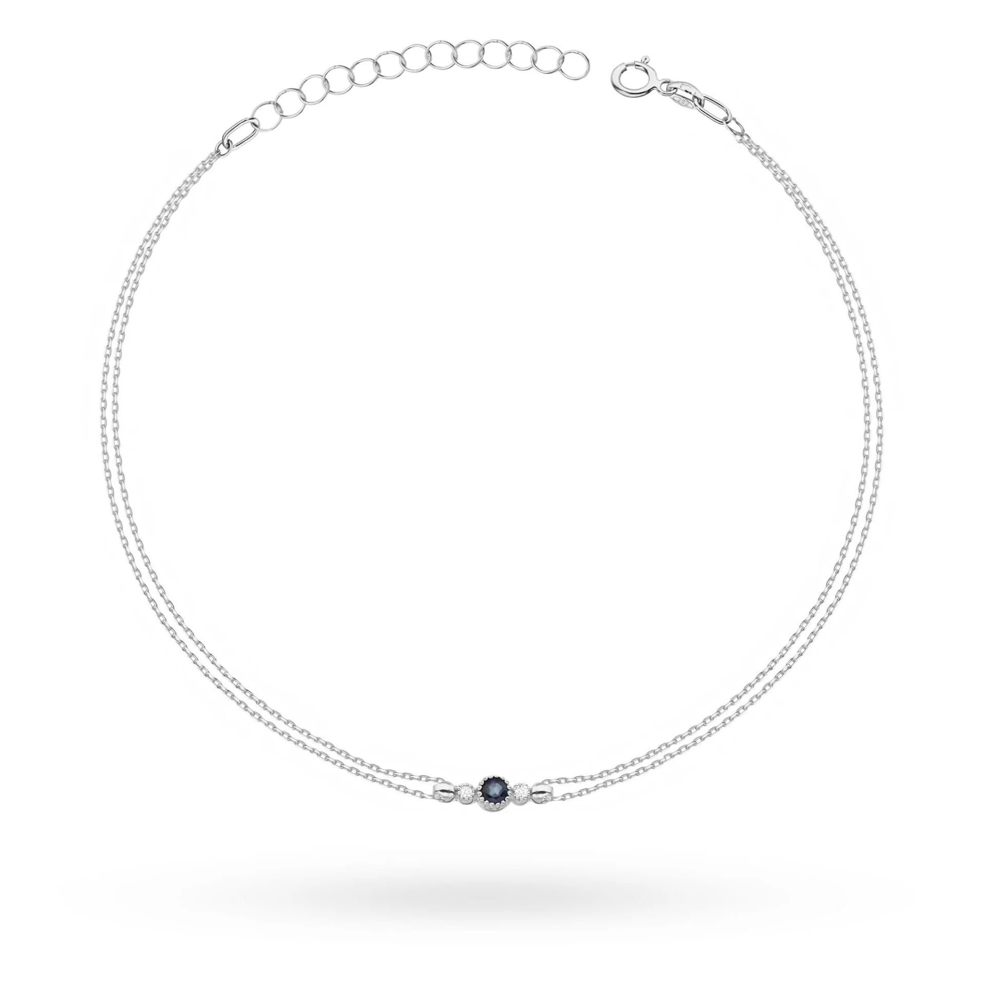 Bransoletka B0003 - Złoto Białe, 585, Szafir, 0.15ct, Diament