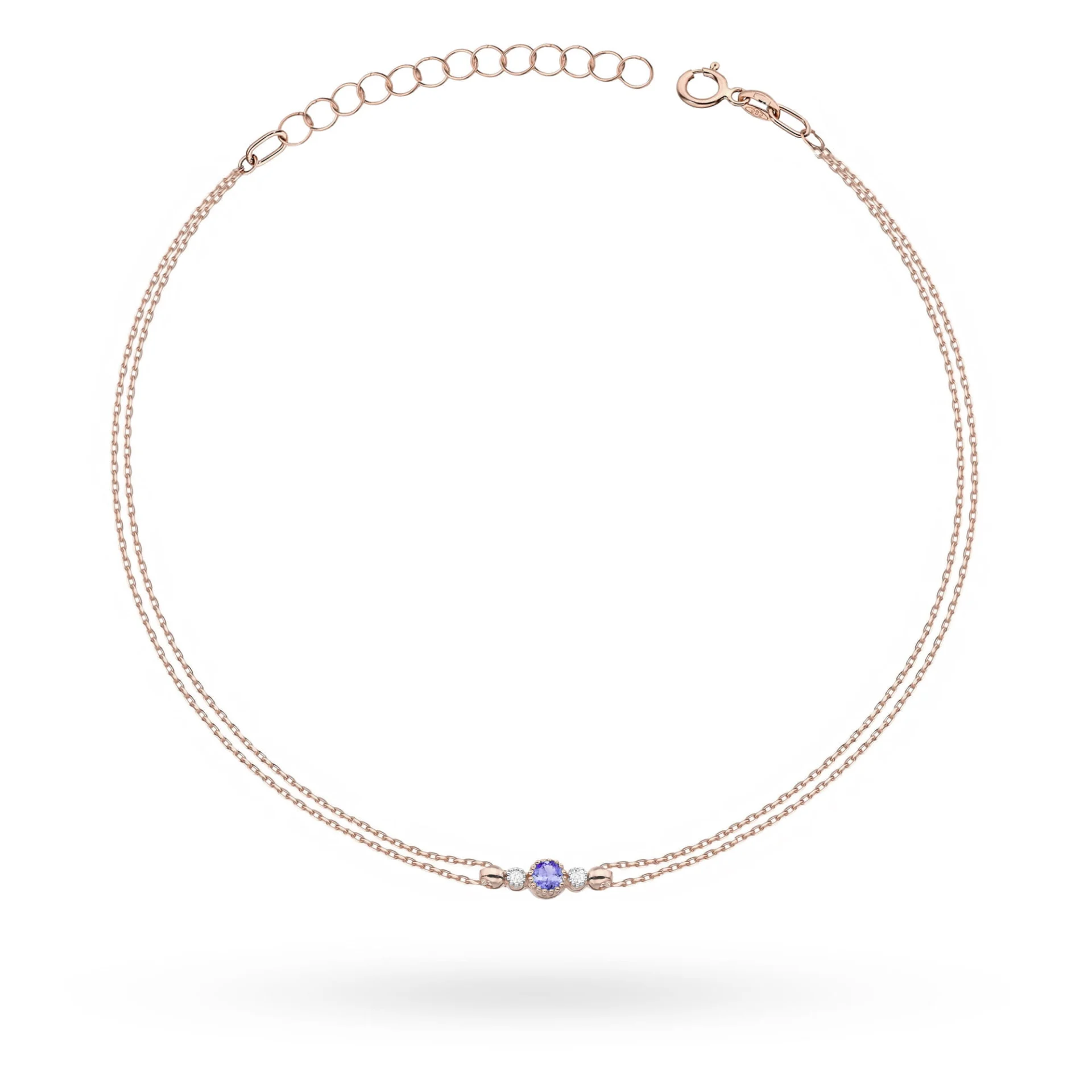 Bransoletka B0003 - Złoto Różowe, 585, Tanzanit, 0.15ct, Diament