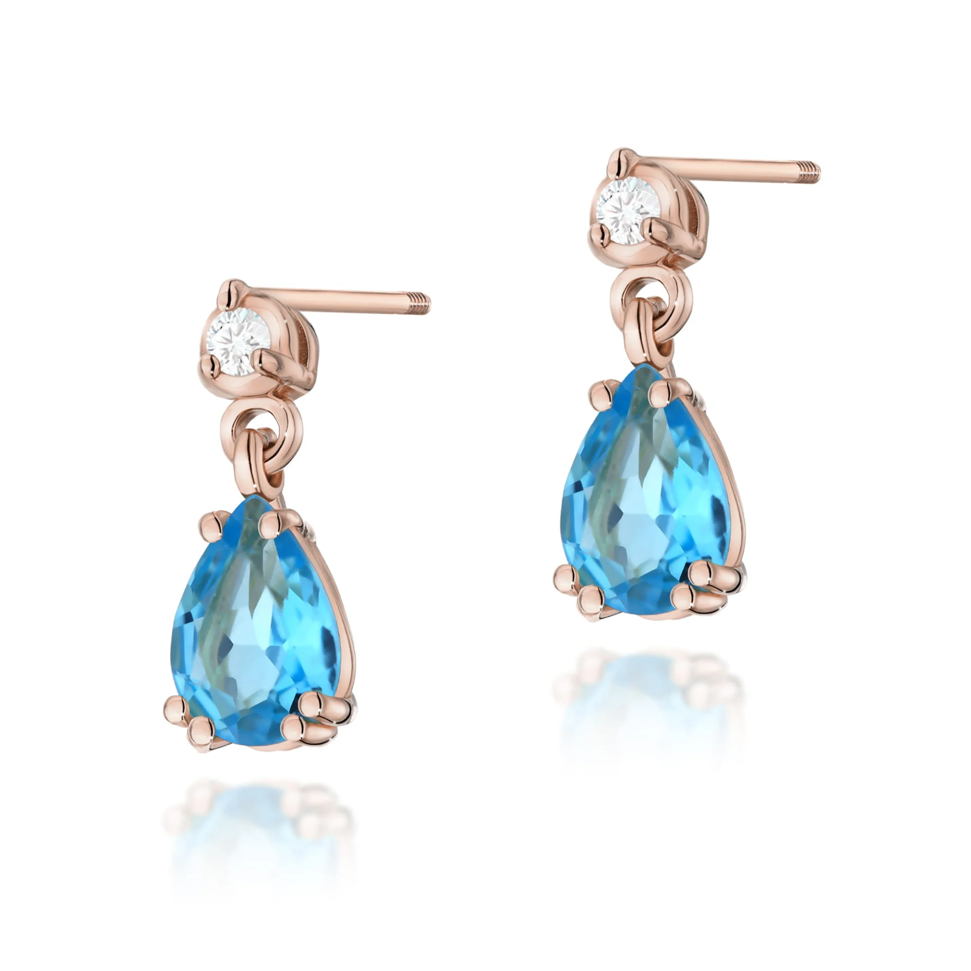 Kolczyki K0006 Topaz Swiss 2 x 0,90ct różowe złoto sztyft zakręcany