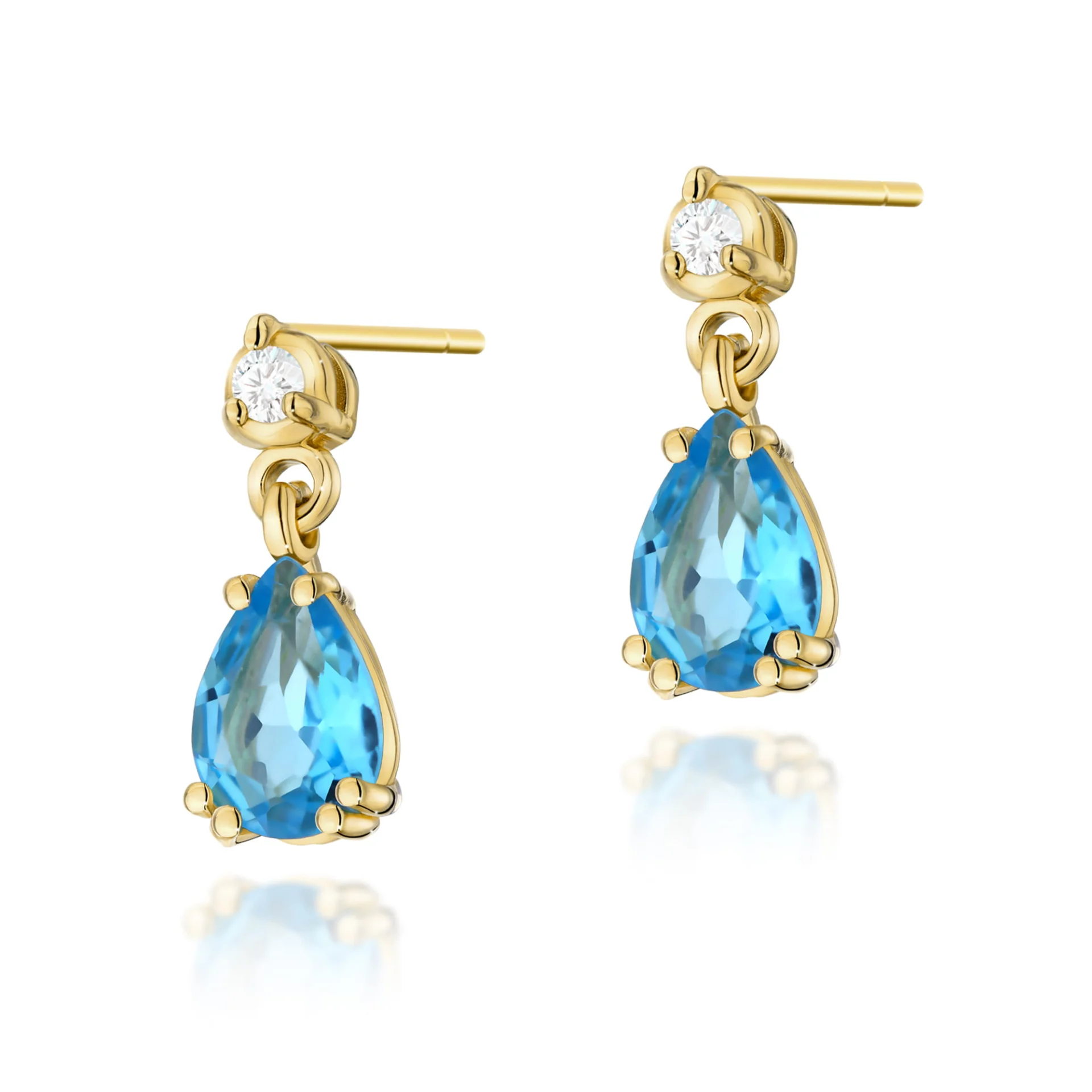 Kolczyki K0006 Topaz Swiss 2 x 0,90ct żółte złoto