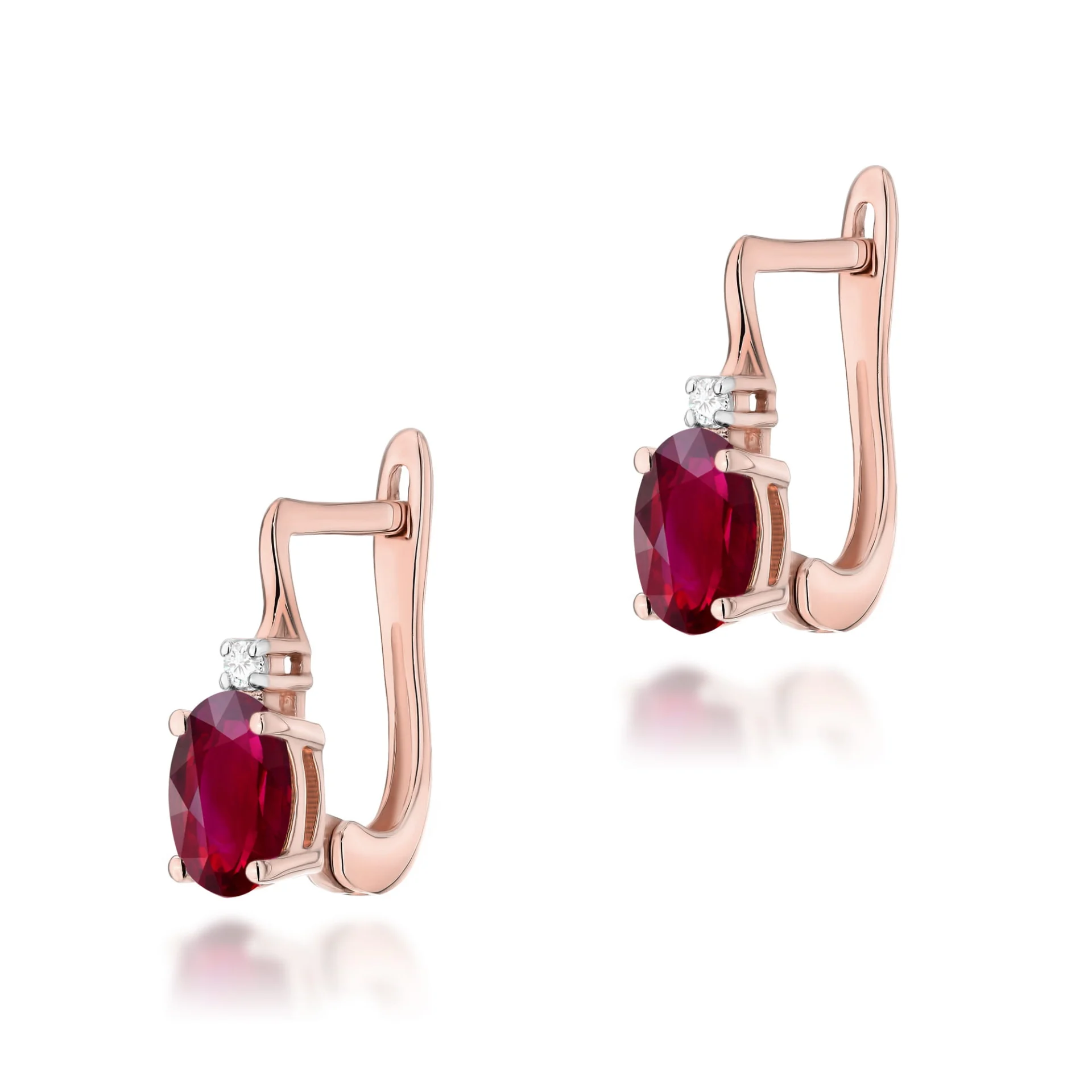 Kolczyki K0011 - Złoto Różowe, 585, Rubin