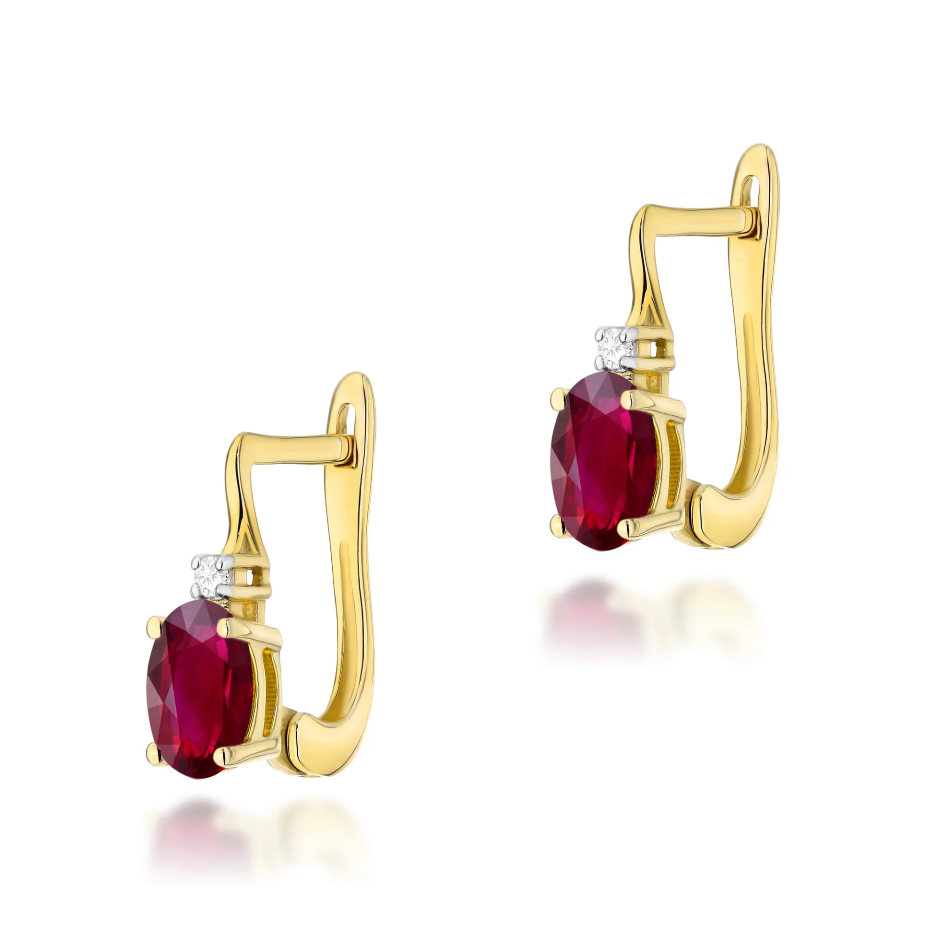 Kolczyki K0011 - Złoto Żółte, 585, Rubin