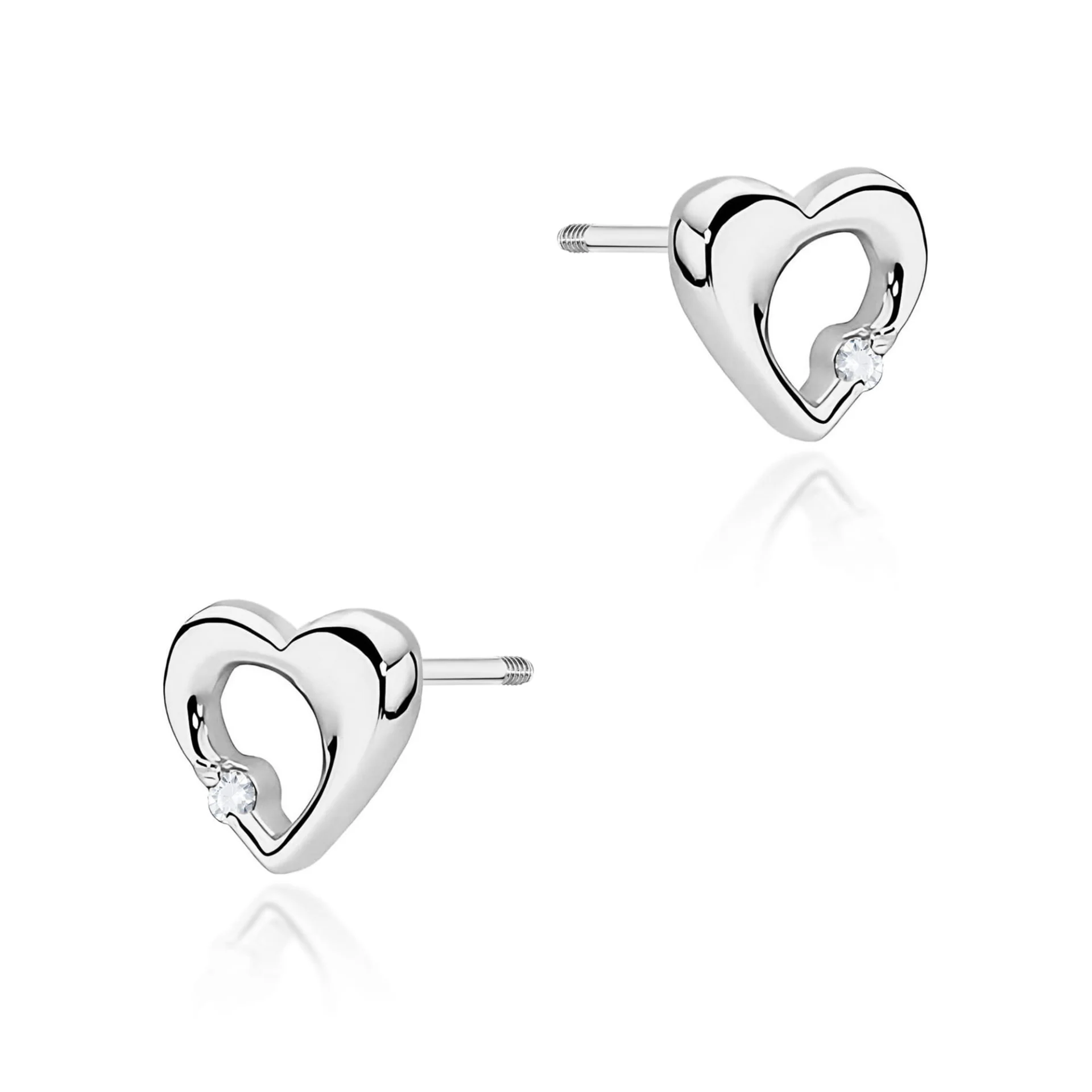 Kolczyki K0020 - Złoto Białe, 585, Sztyft zakręcany