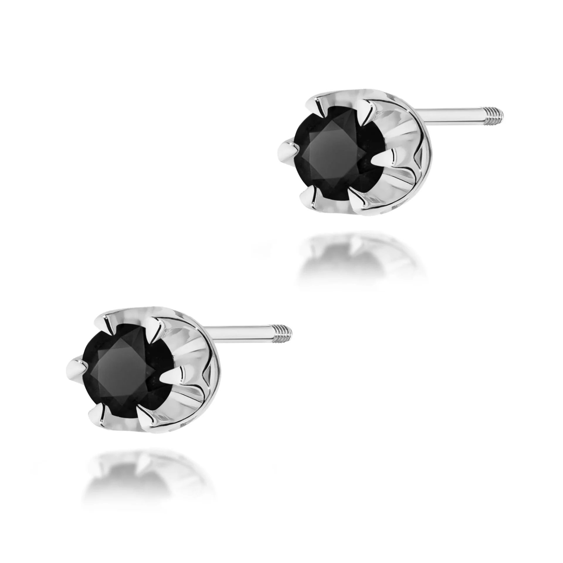 Kolczyki K0032 - Złoto Białe, 585, Czarny Diament, Sztyft zakręcany, 2 x 0.12ct