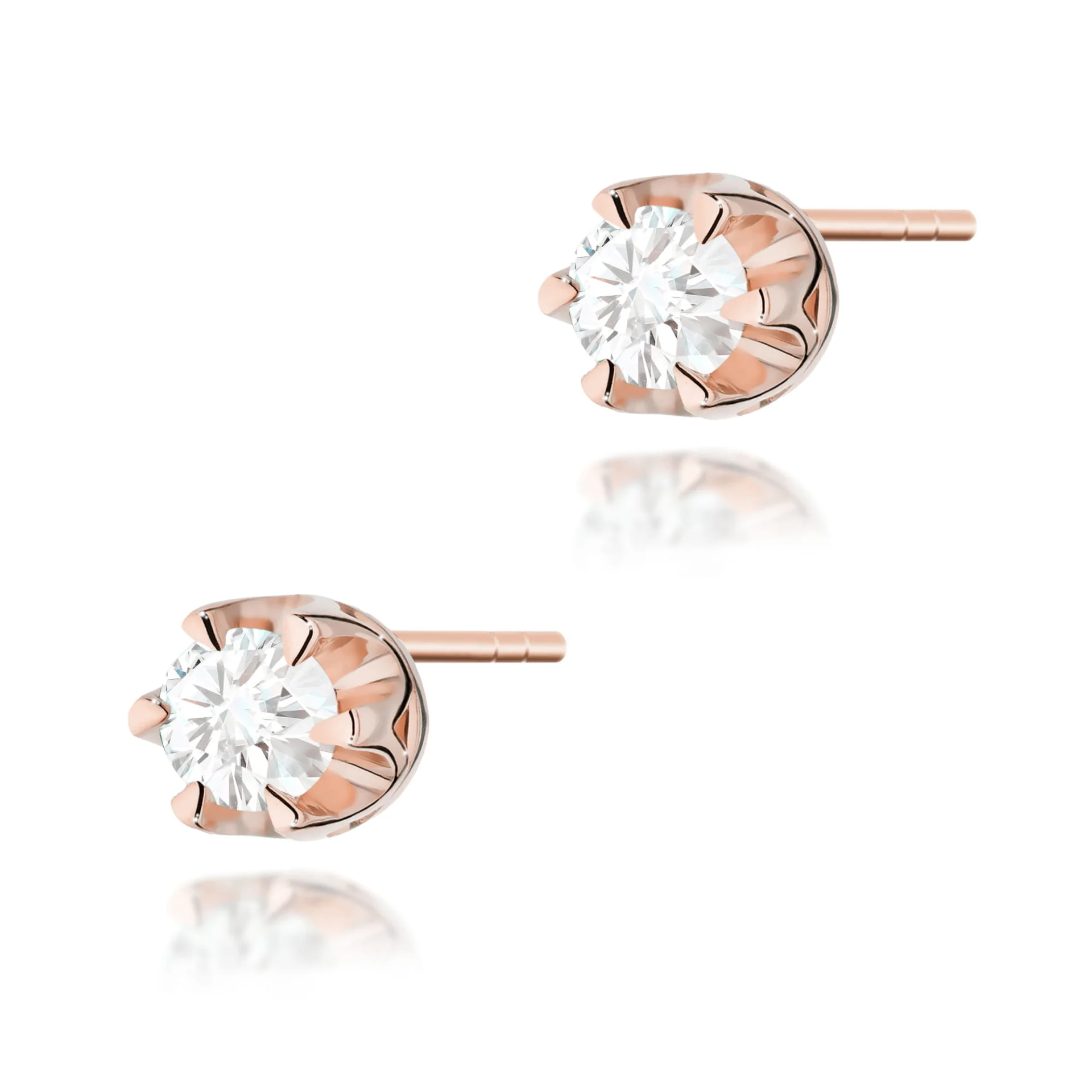 Kolczyki K0032 - Złoto Różowe, 585, Diament, Sztyft, 2 x 0.12ct