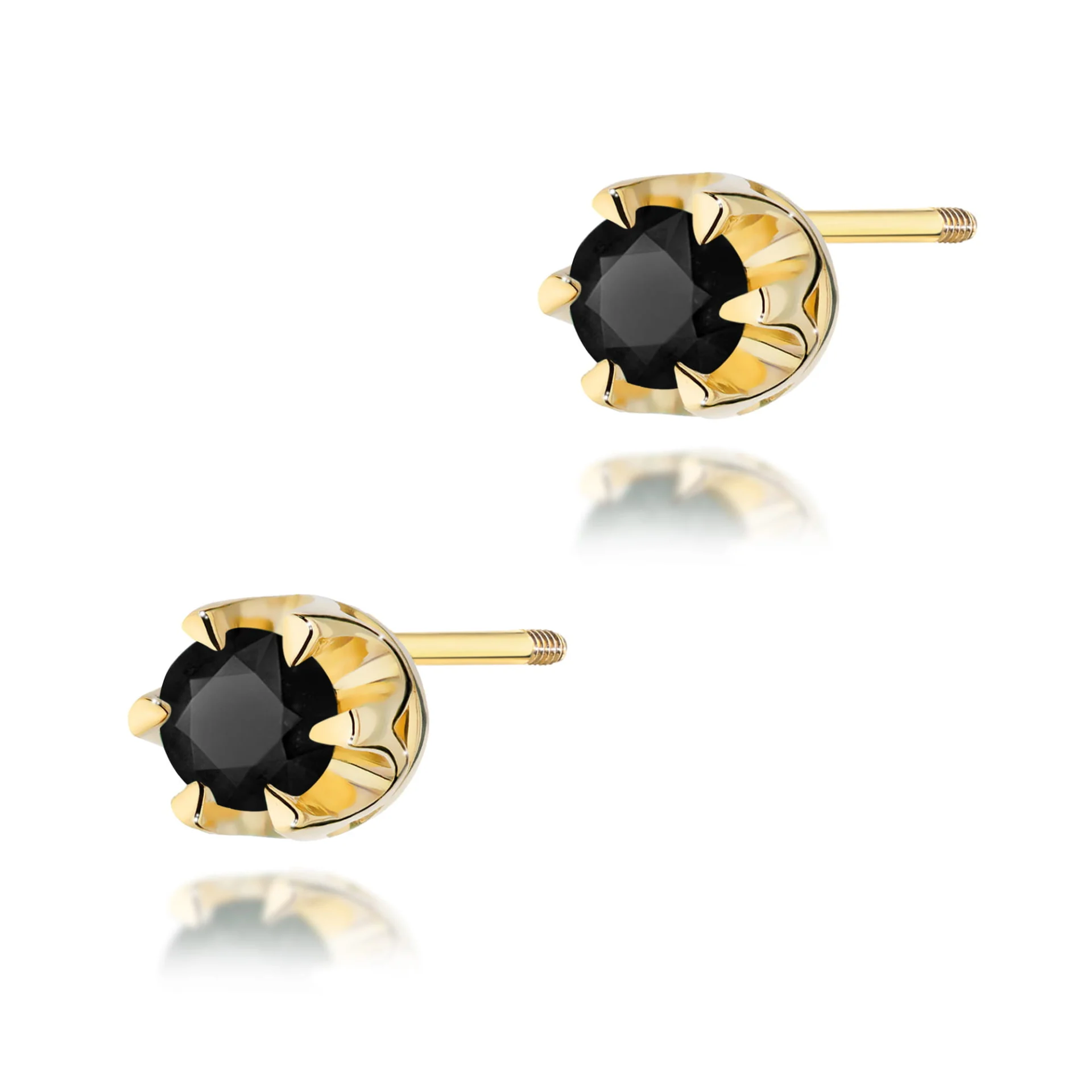Kolczyki K0032 - Złoto Żółte, 585, Czarny Diament, Sztyft zakręcany, 2 x 0.12ct