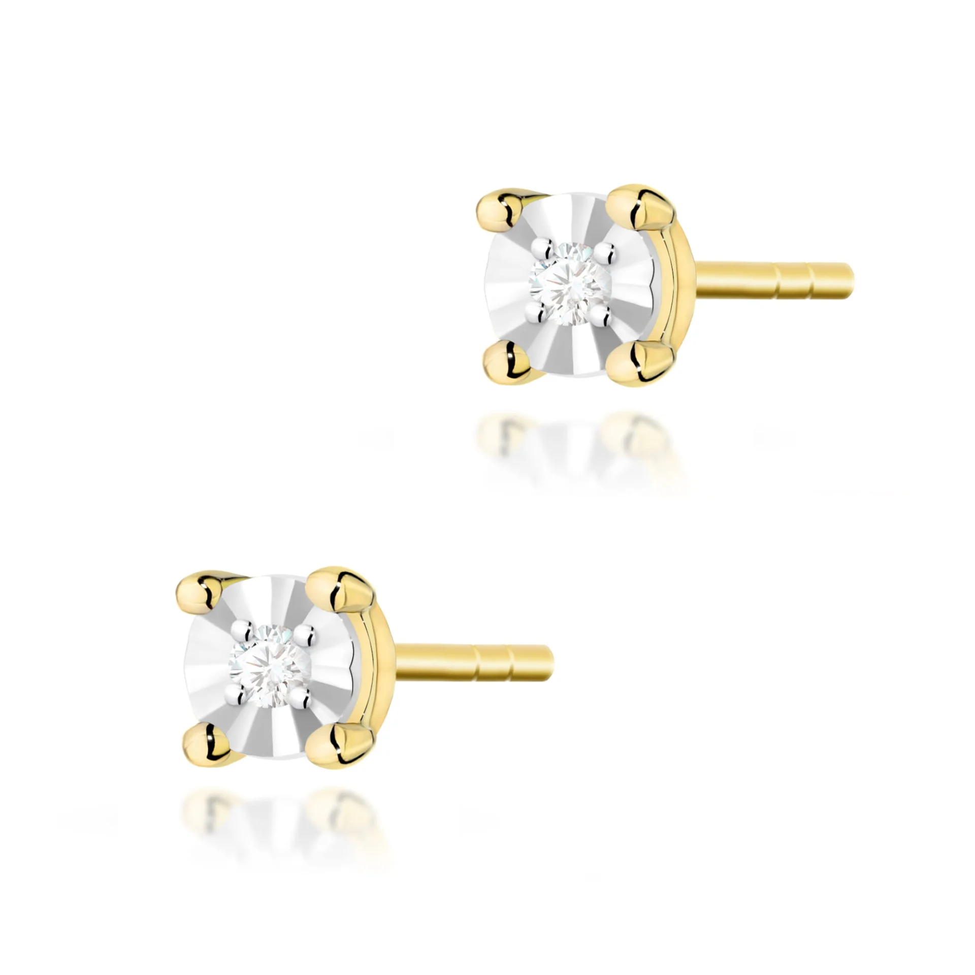 Kolczyki K0058 - Złoto Żółte, 585, Diament, 2 x 0.01ct, Sztyft