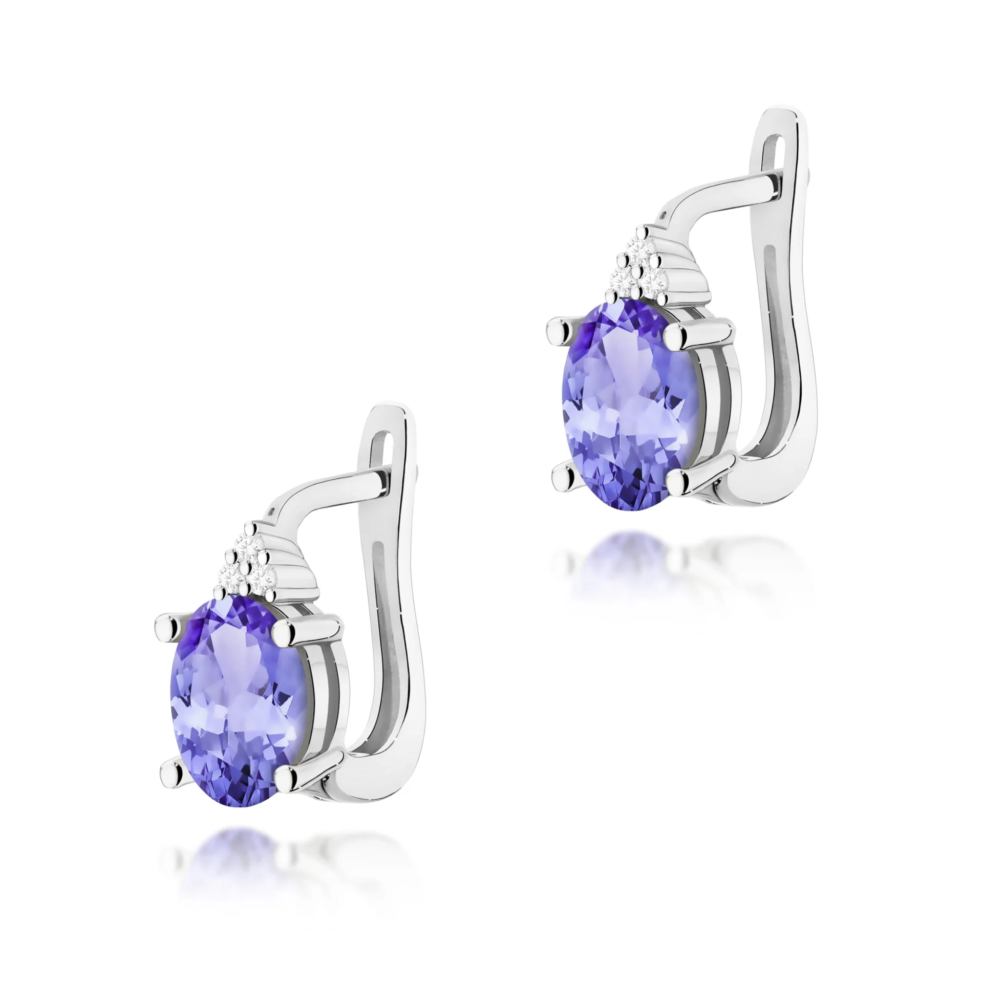 Kolczyki K0308 - Złoto Białe, 585, Tanzanit