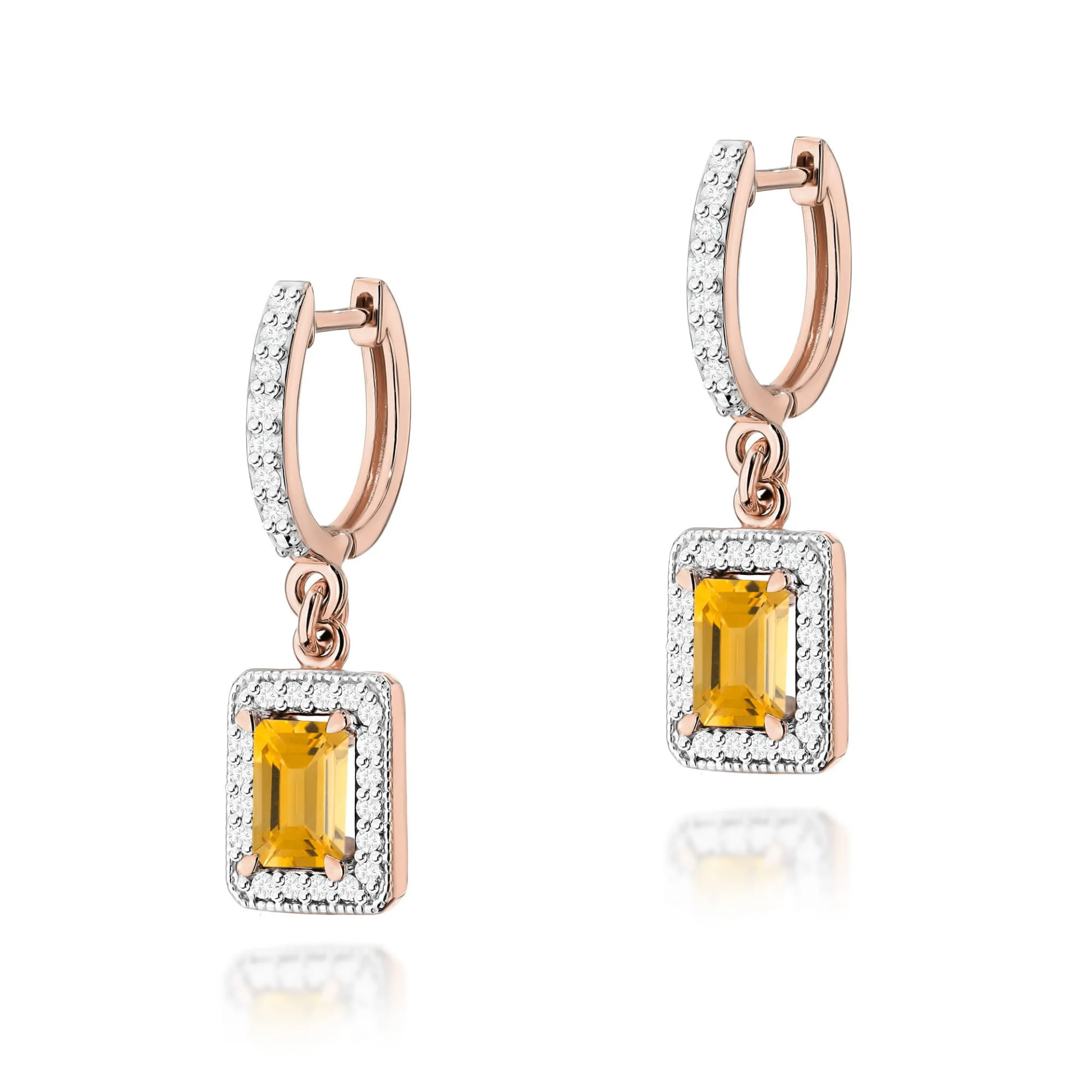 Kolczyki K0422 - Złoto Różowe, 585, Cytryn