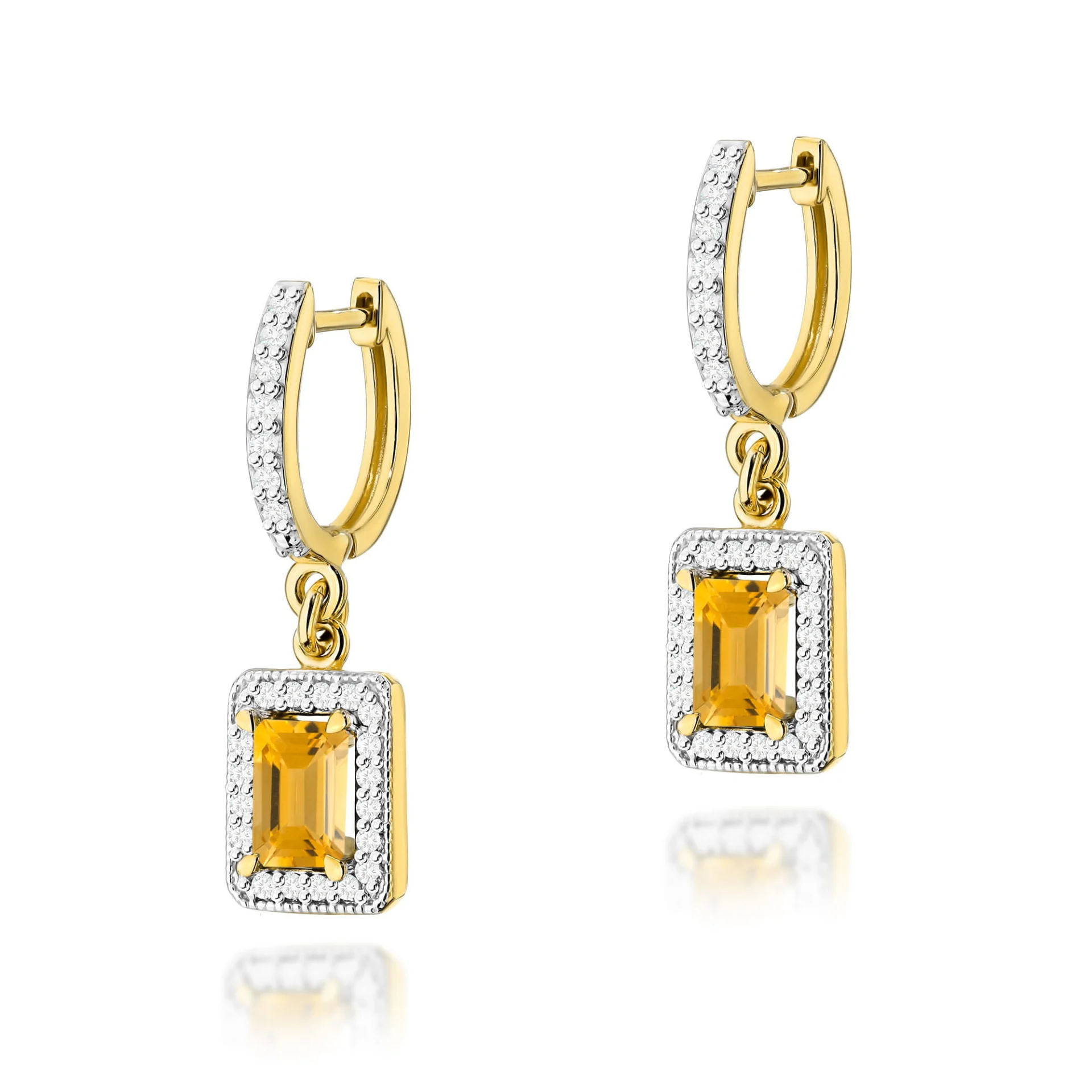 Kolczyki K0422 - Złoto Żółte, 585, Cytryn