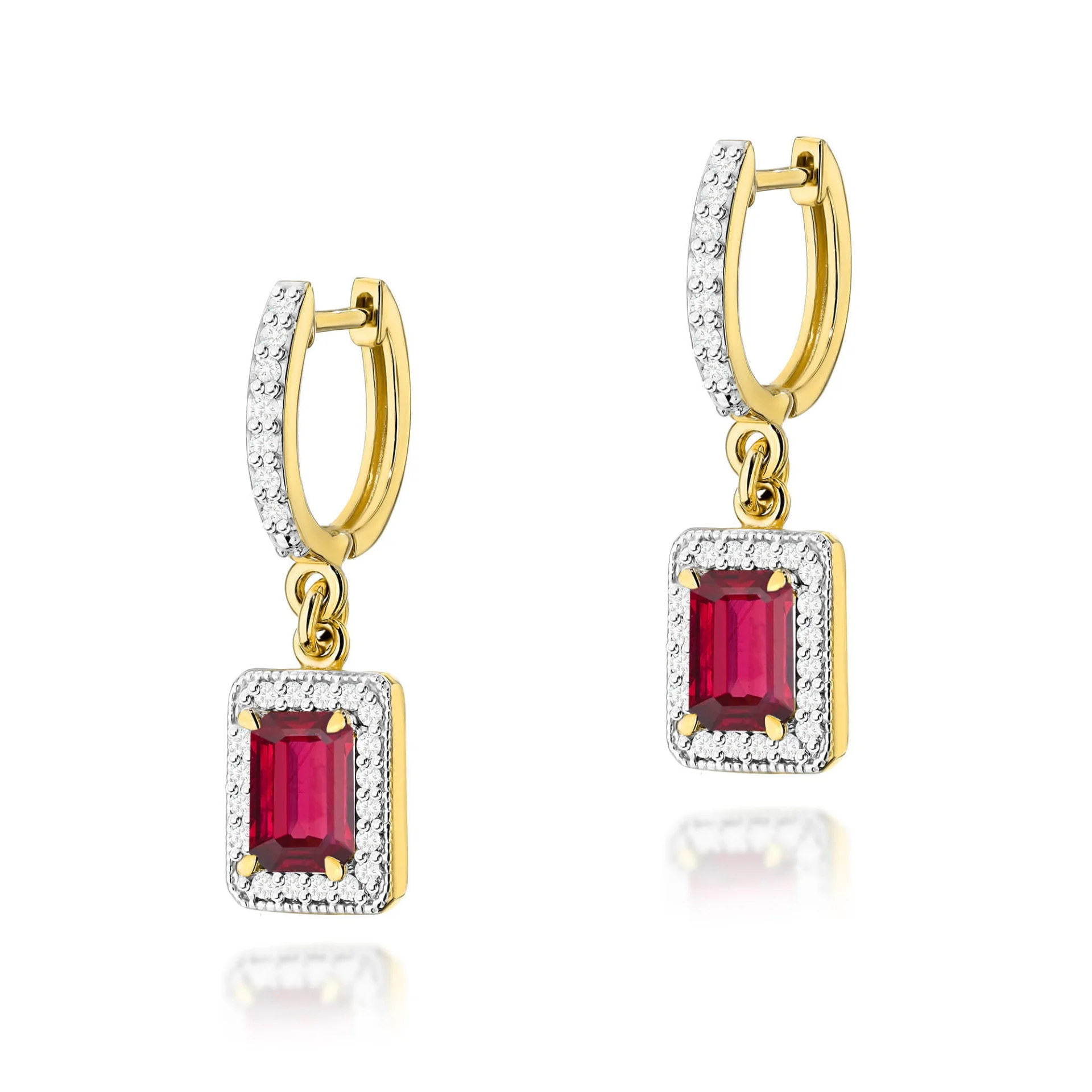 Kolczyki K0422 - Złoto Żółte, 585, Rubin