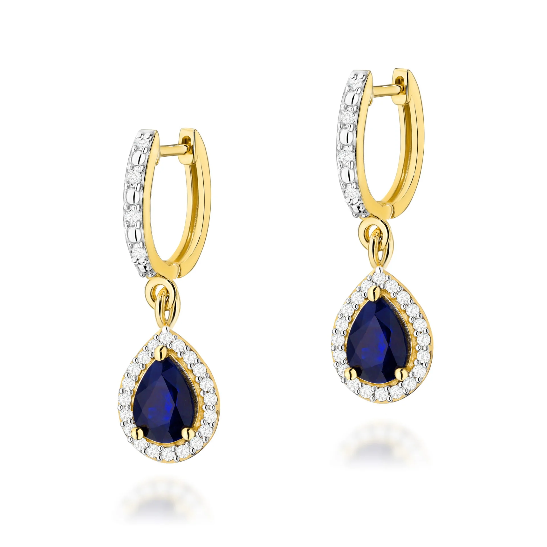 Kolczyki K0455 - Złoto Żółte, 585, Szafir