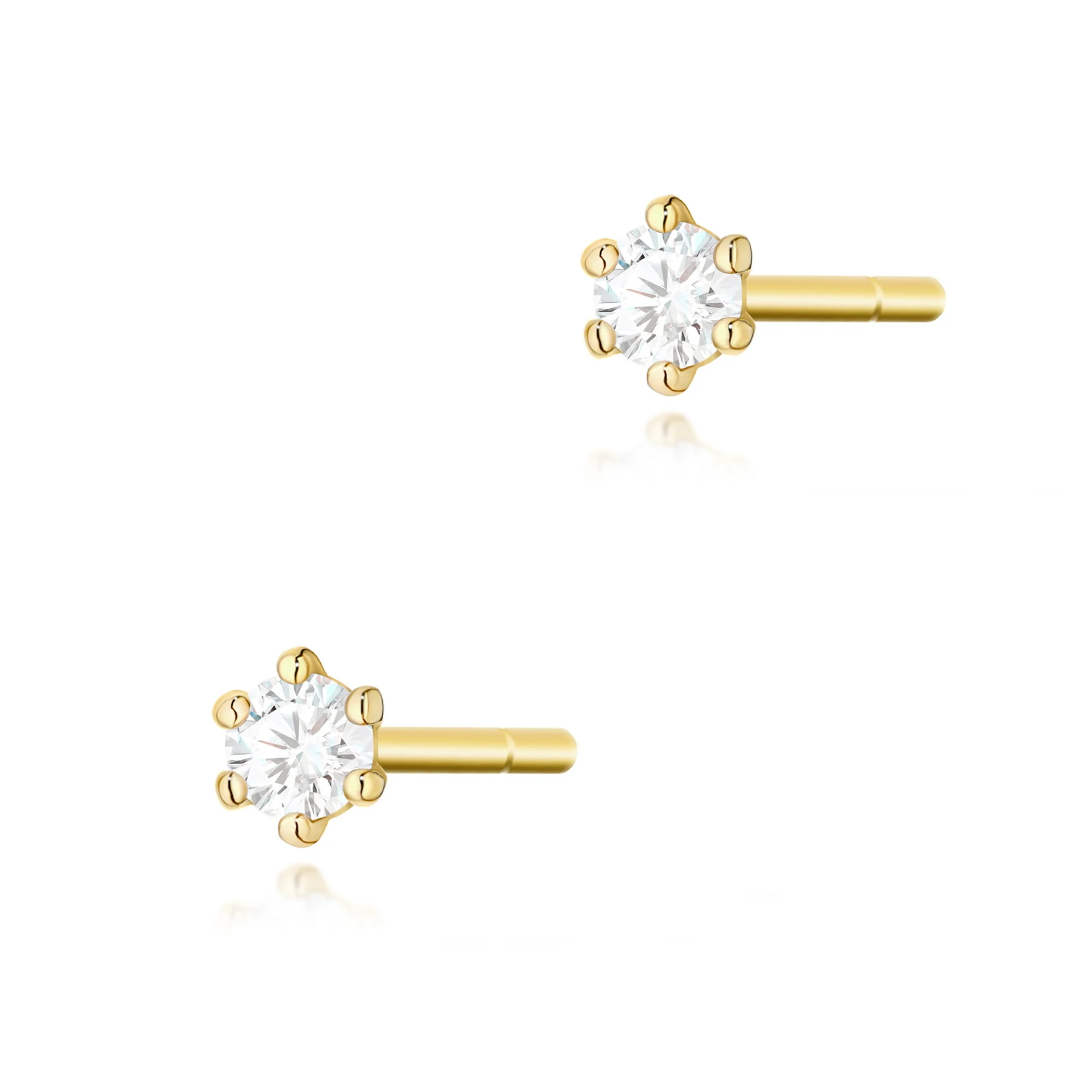 Kolczyki K0501 - Złoto Żółte, 585, Diament, 2 x 0.04ct, Sztyft