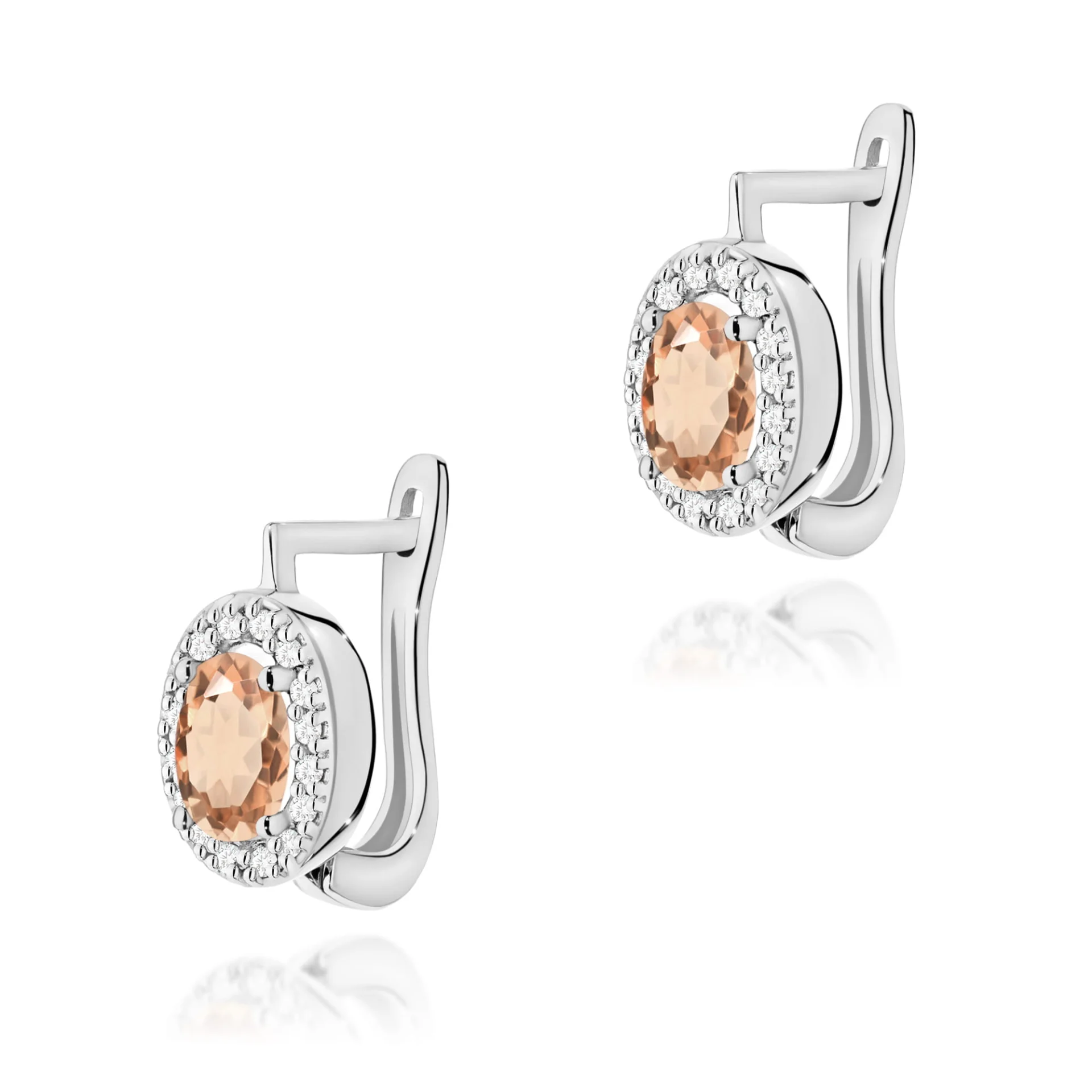 Kolczyki K0574 - Złoto Białe, 585, Morganit